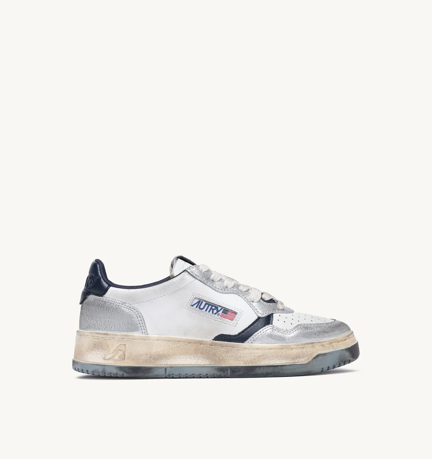 SUPER VINTAGE MEDALIST LOW SNEAKERS IN WHITE, SPACE AND SILVER LEATHER