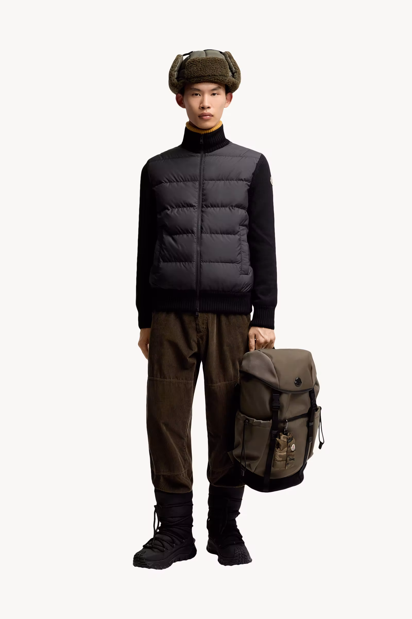 Padded Wool Zip-Up Cardigan