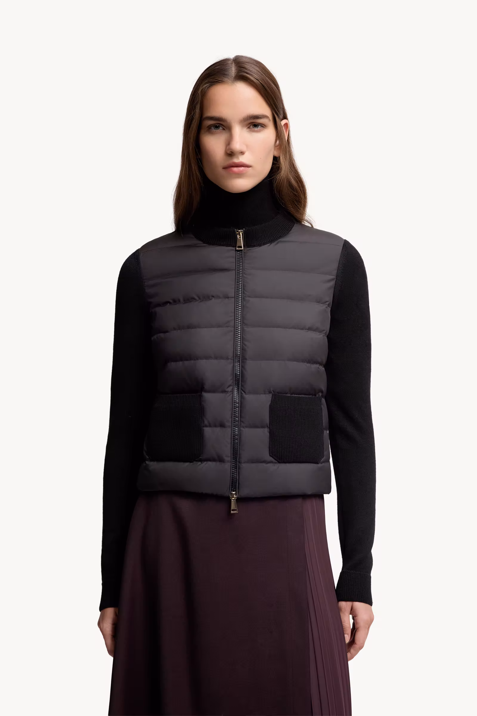 Padded Wool Zip-Up Cardigan