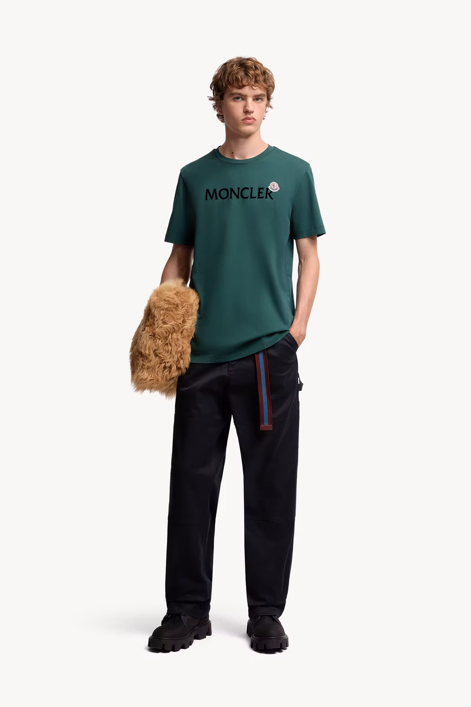 Flocked Logo Cotton T-Shirt