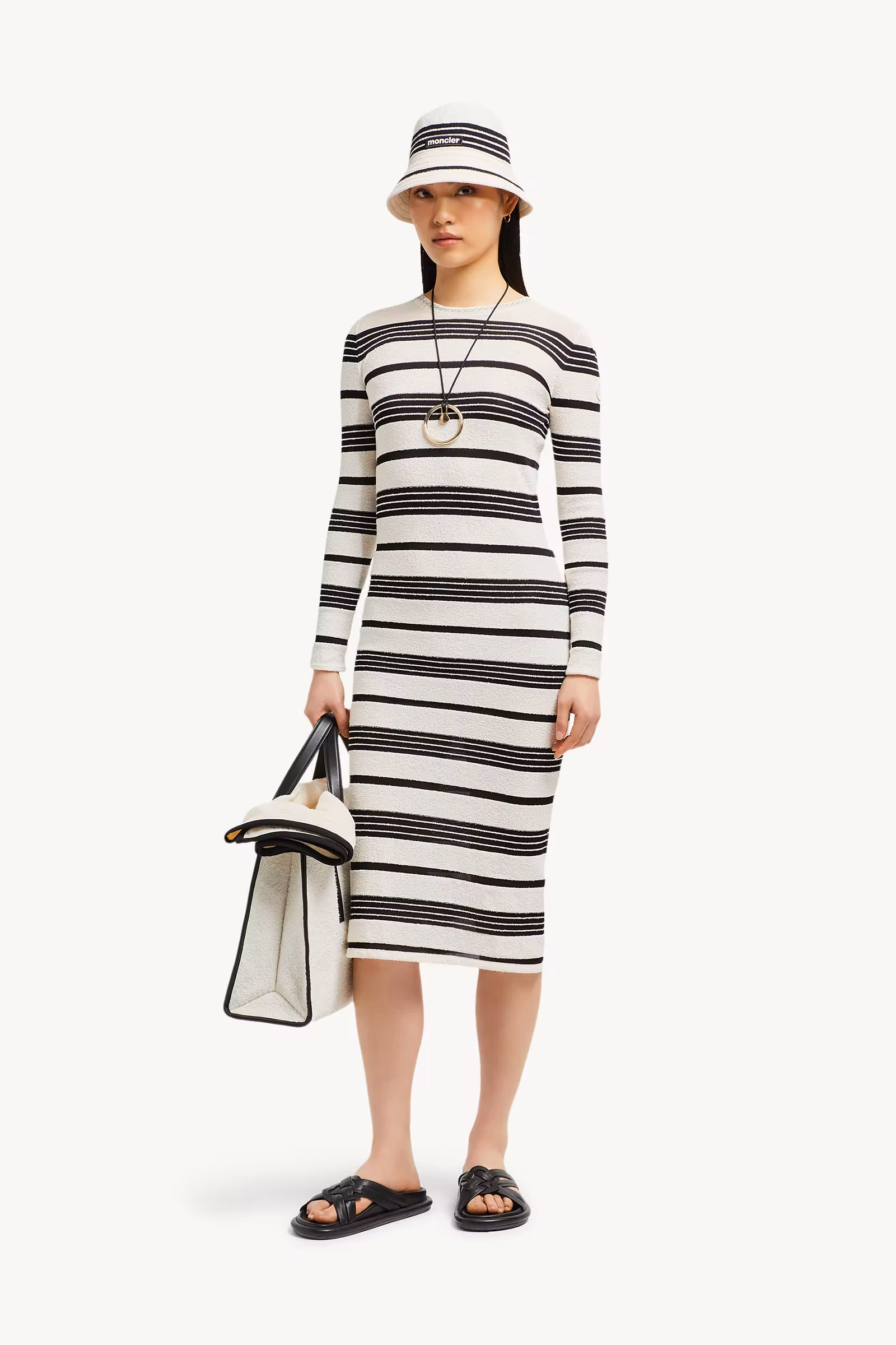 Striped Bouclé Midi Dress