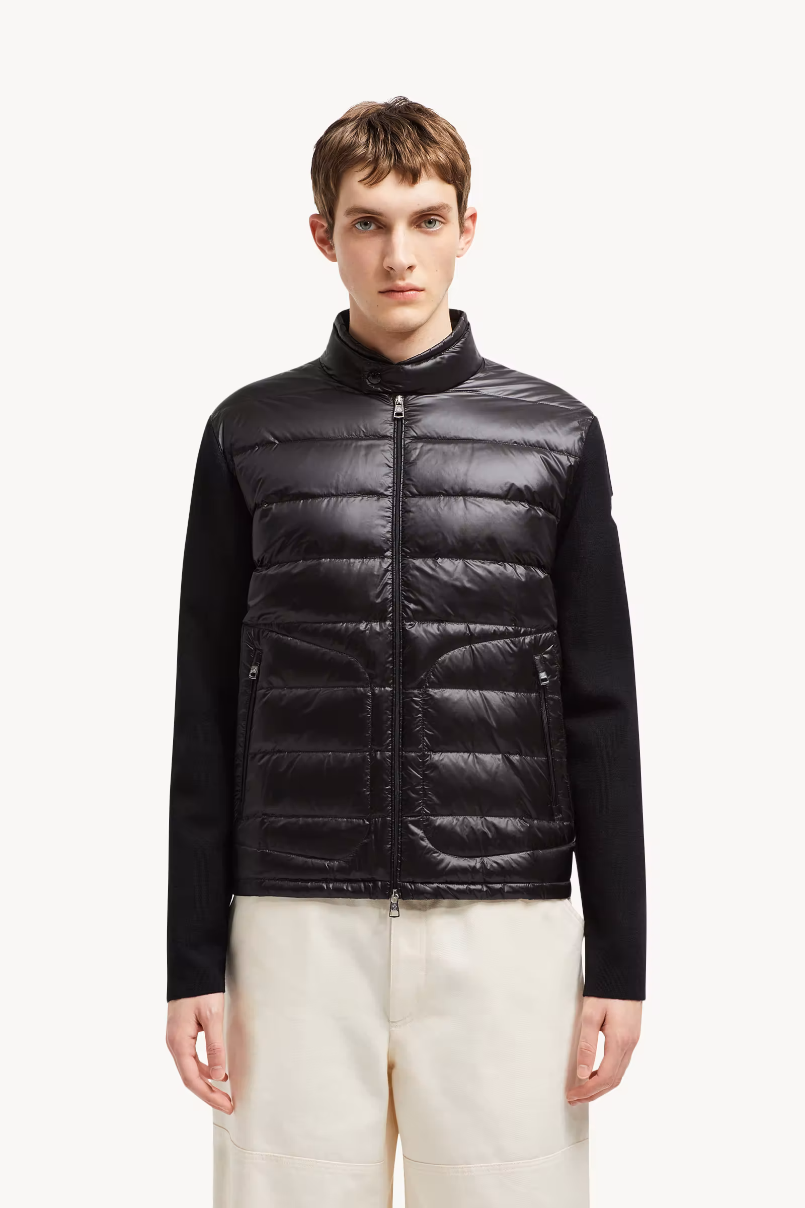 Padded Wool Zip-Up Cardigan