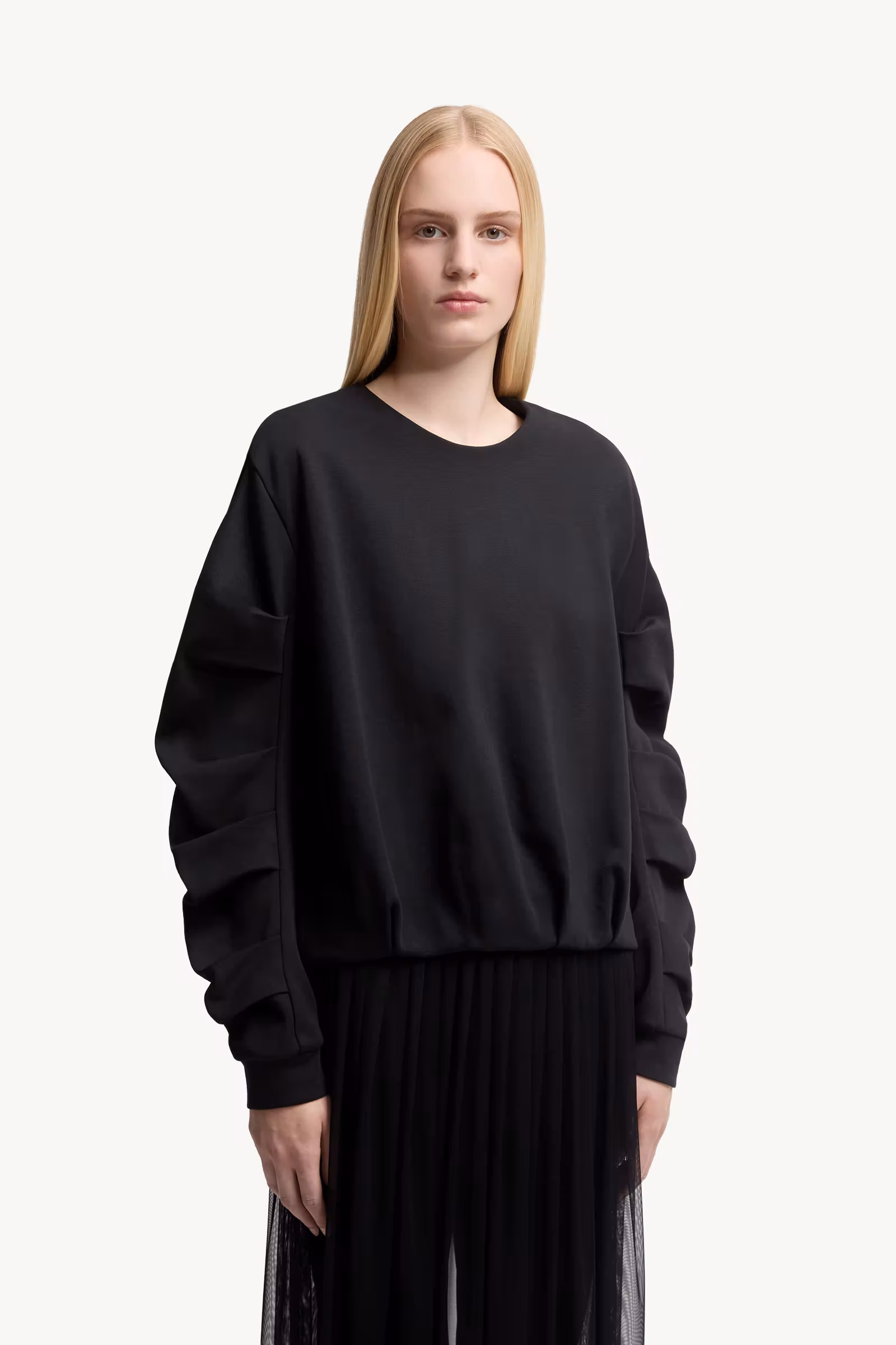 Cotton Pleated Sweatshirt