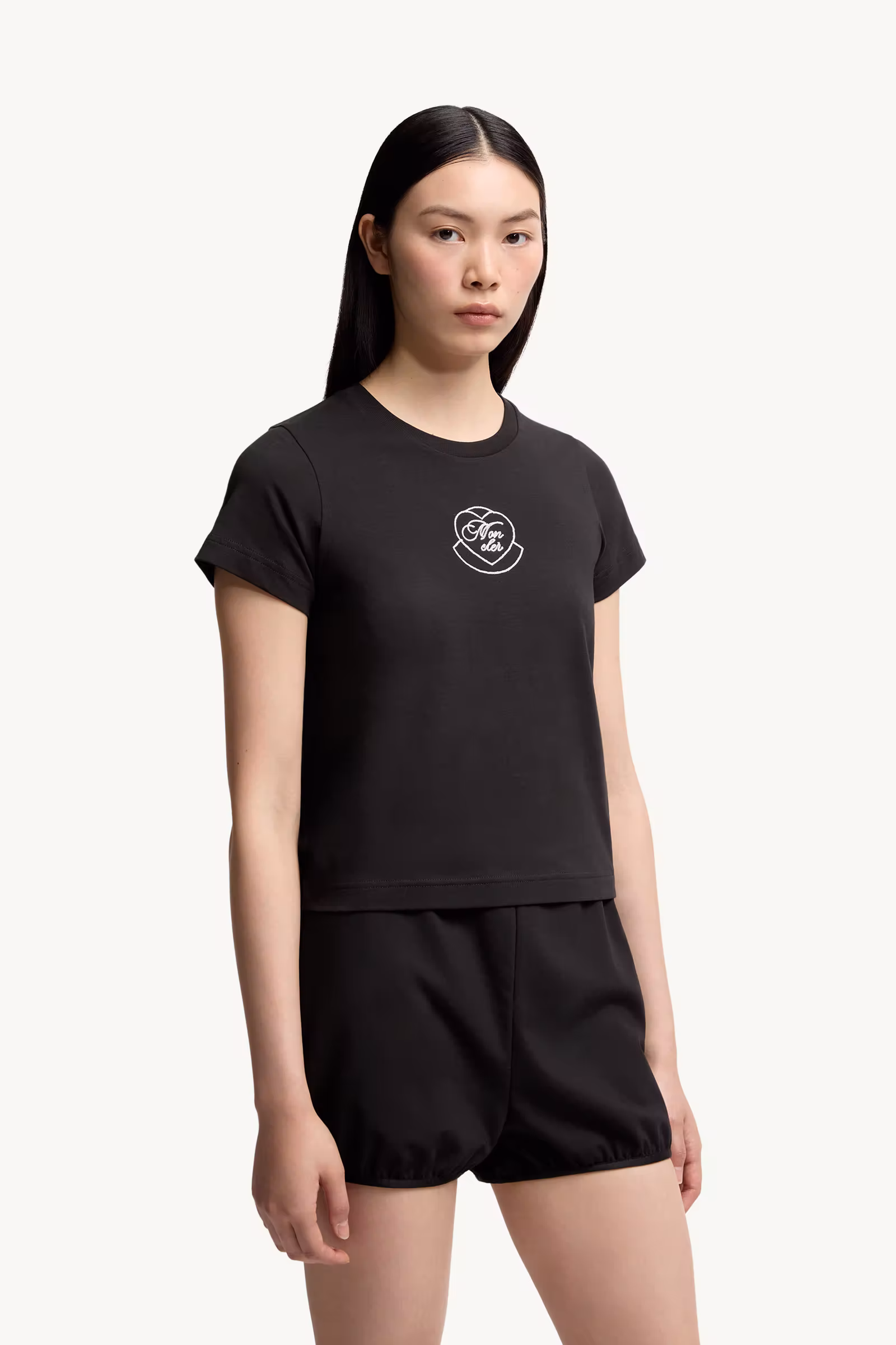Embroidered Heart Logo Cotton T-Shirt