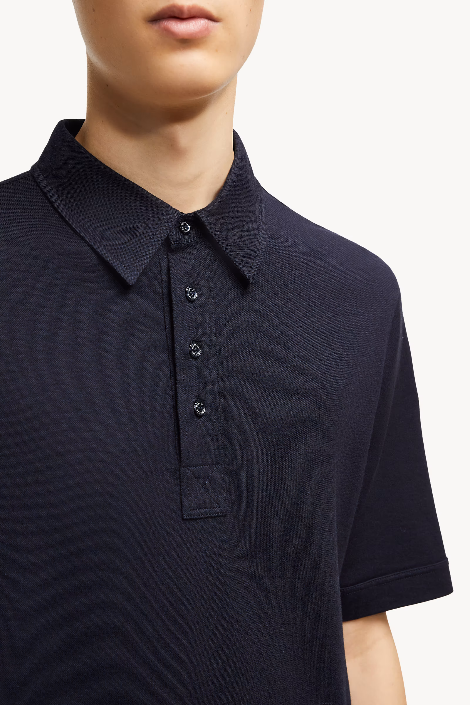 Double Leather Logo Cotton Polo Shirt