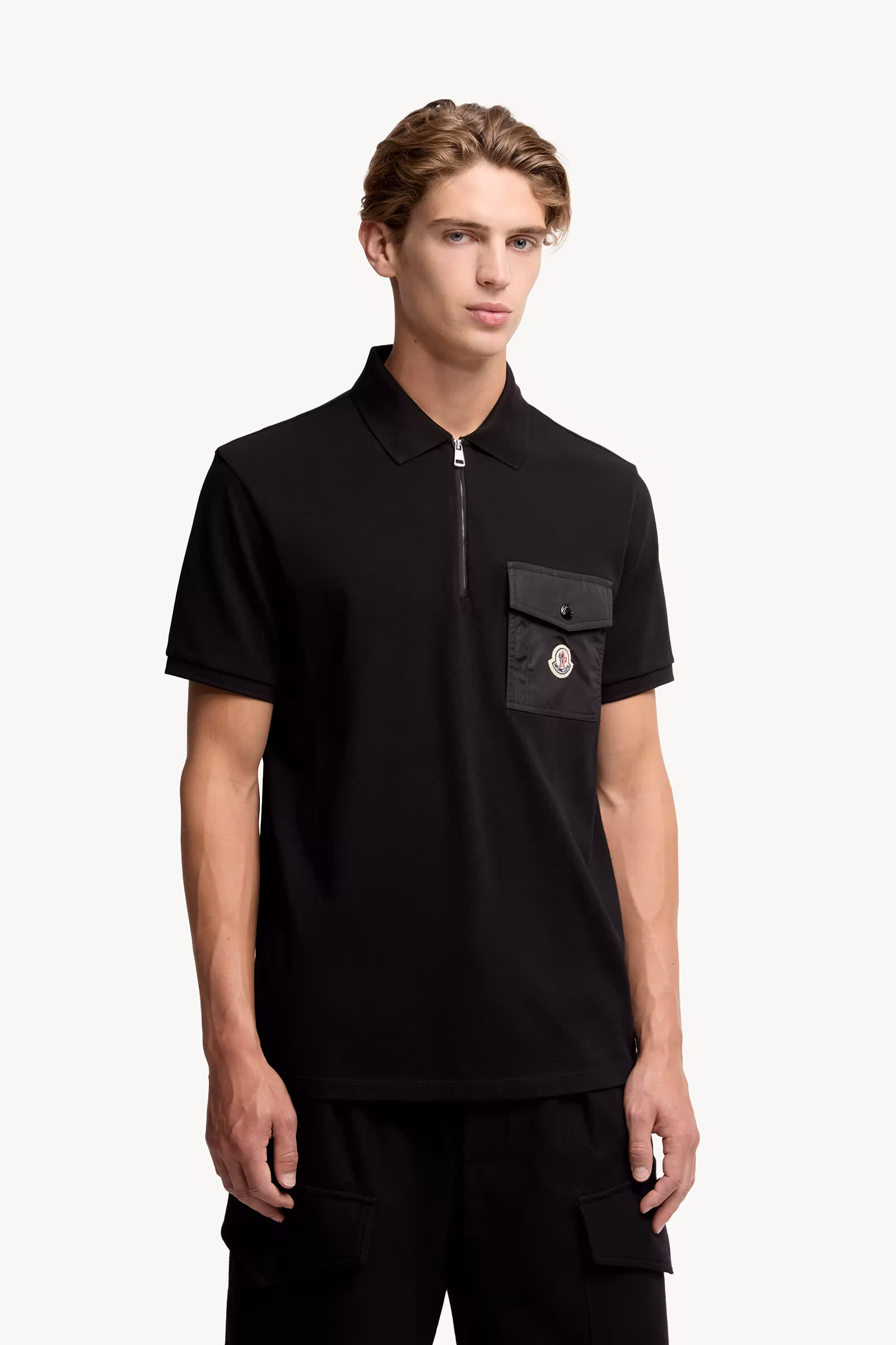 Cotton Piquet Polo Shirt with Pocket