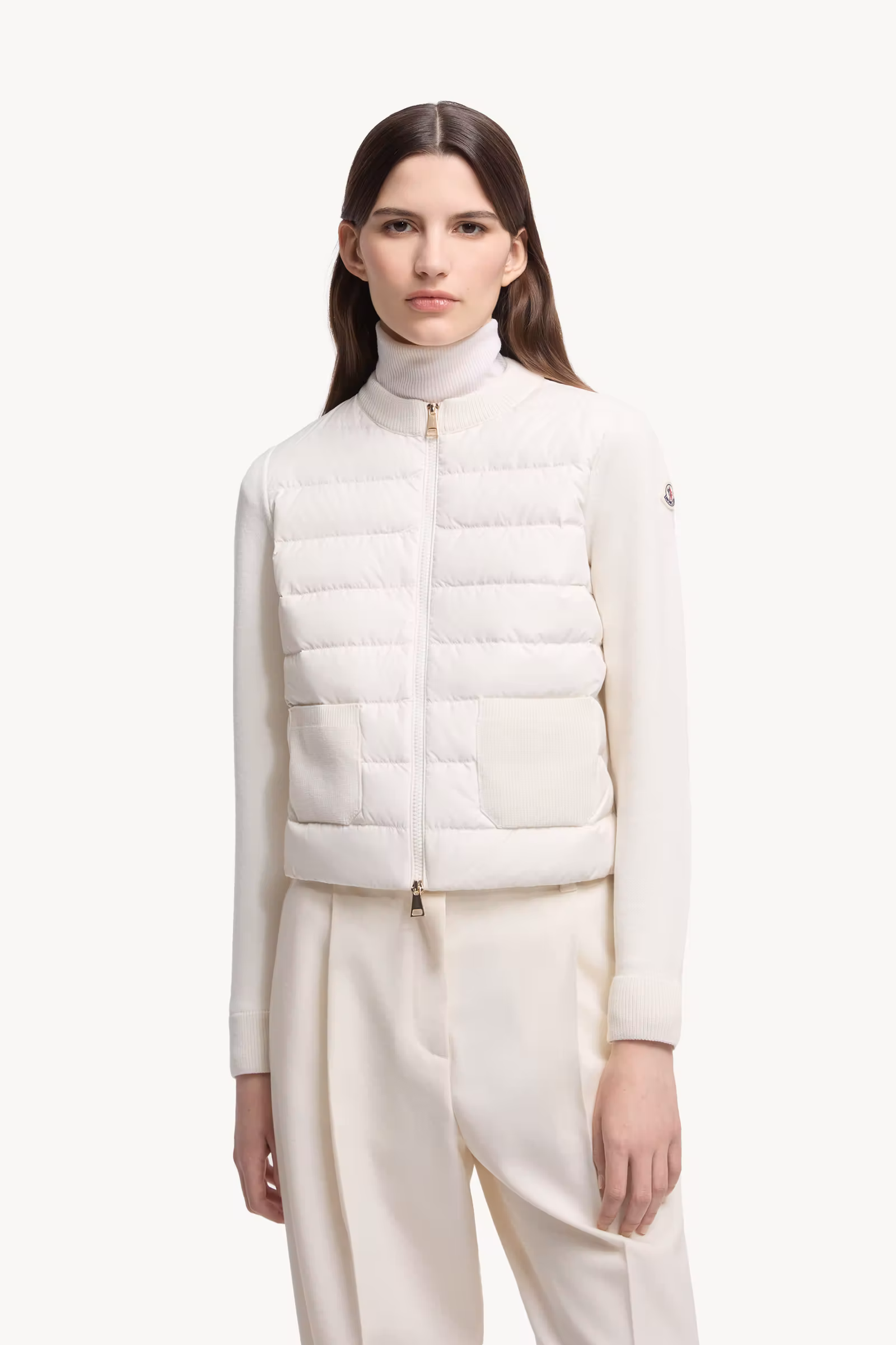 Padded Wool Zip-Up Cardigan