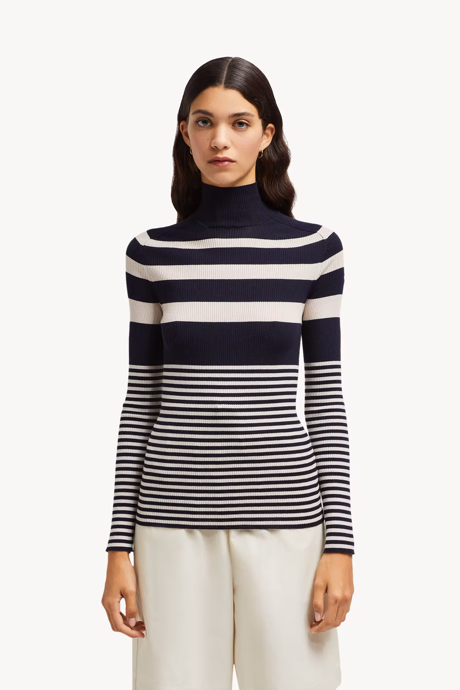 Striped Wool Turtleneck Sweater
