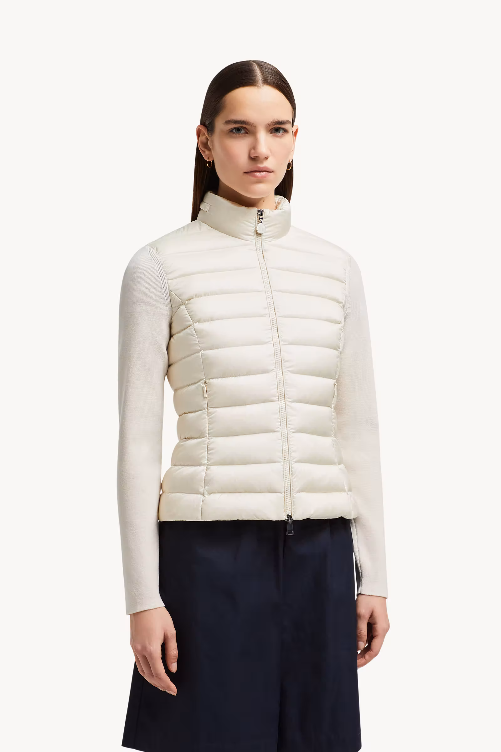 Padded Wool Zip-Up Cardigan