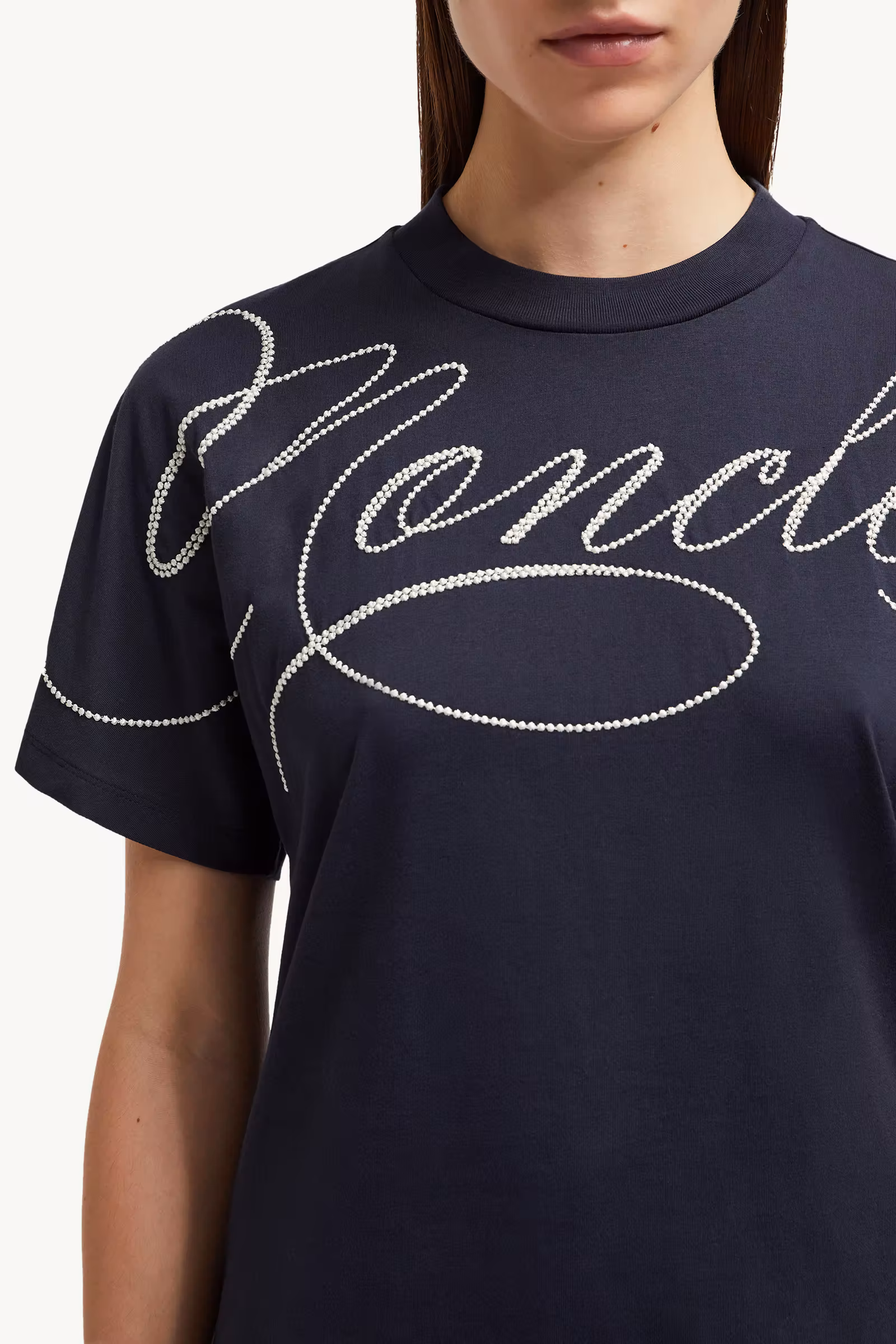 Embroidered Cursive Logo Cotton T-Shirt