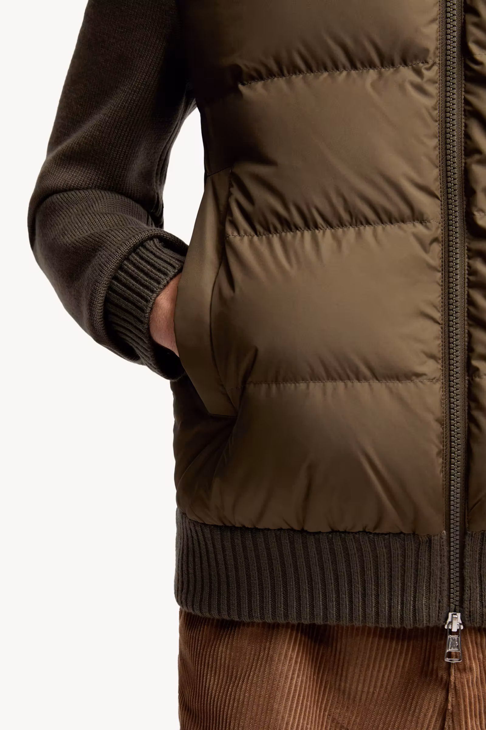 Padded Wool Zip-Up Cardigan