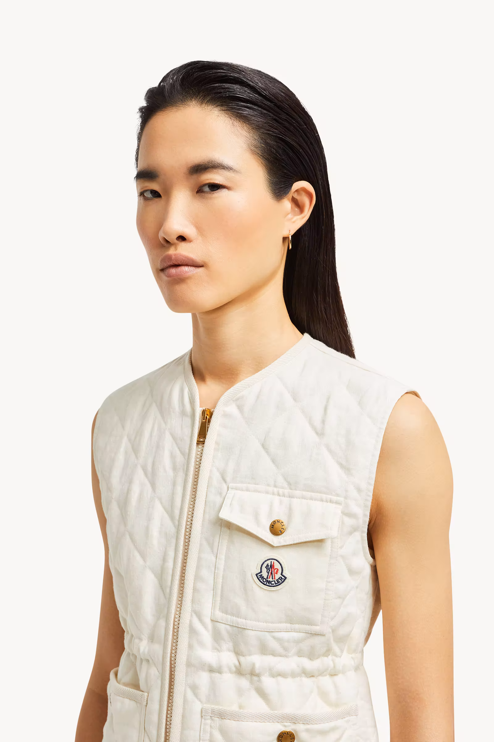 Vigny Diamond-Quilted Padded Linen Vest