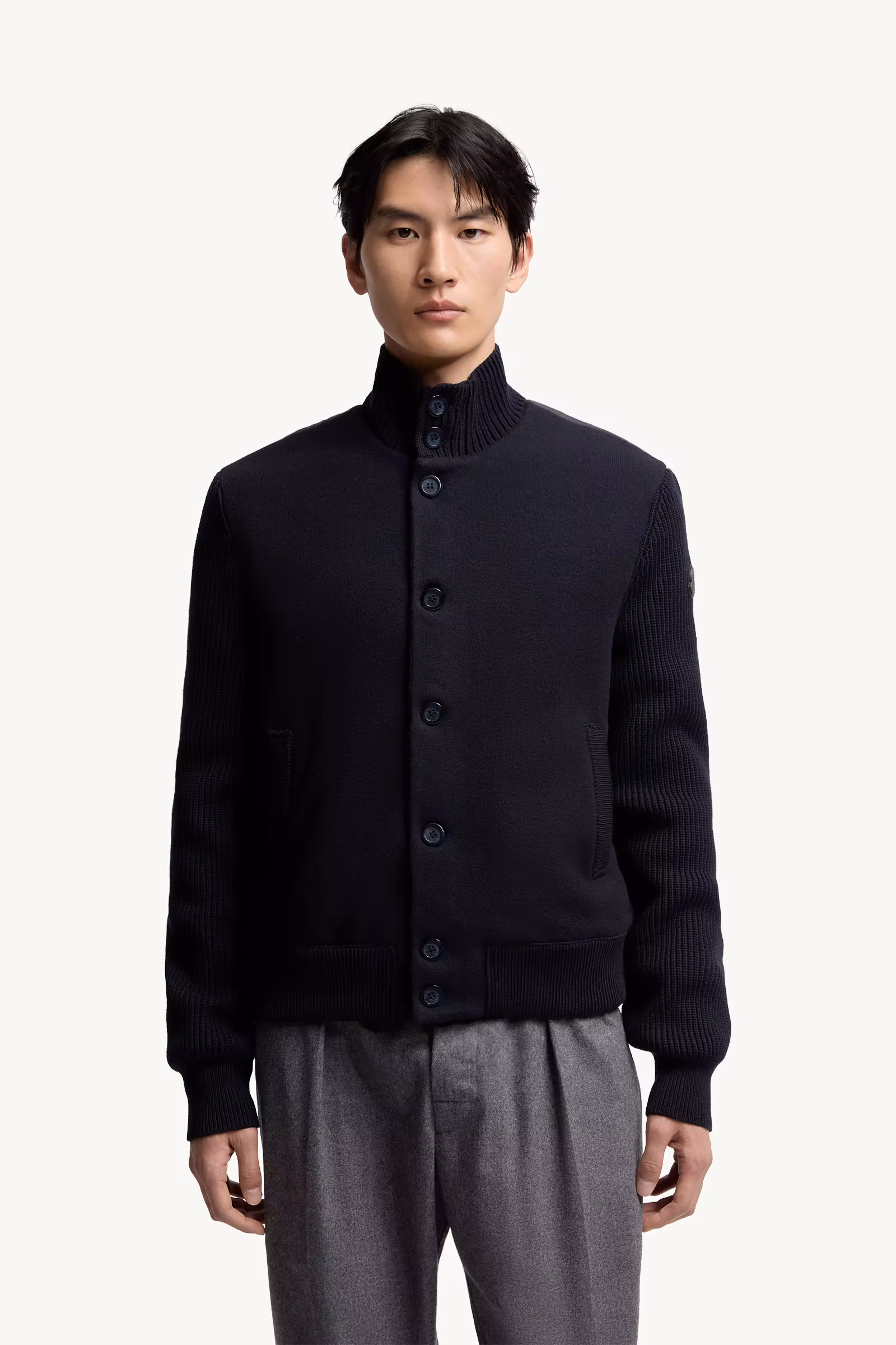 Padded Wool Zip-up Cardigan