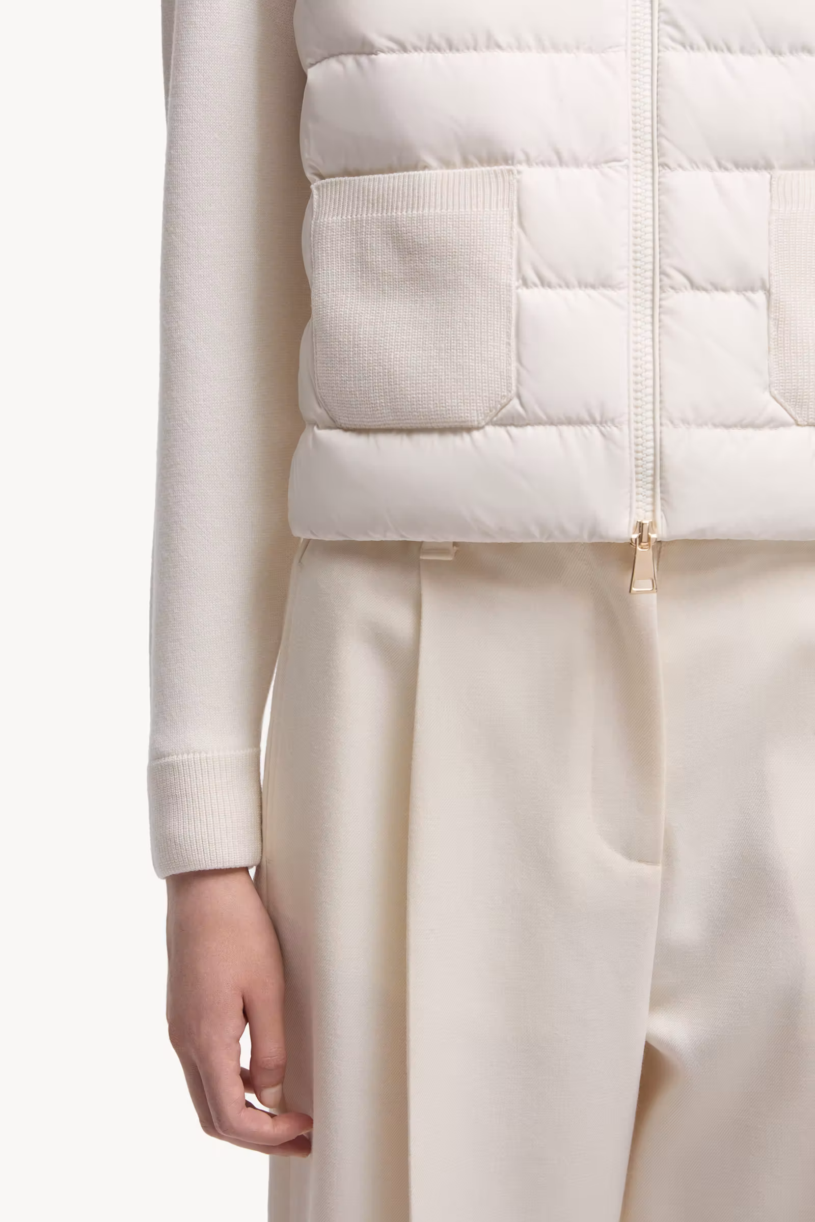 Padded Wool Zip-Up Cardigan