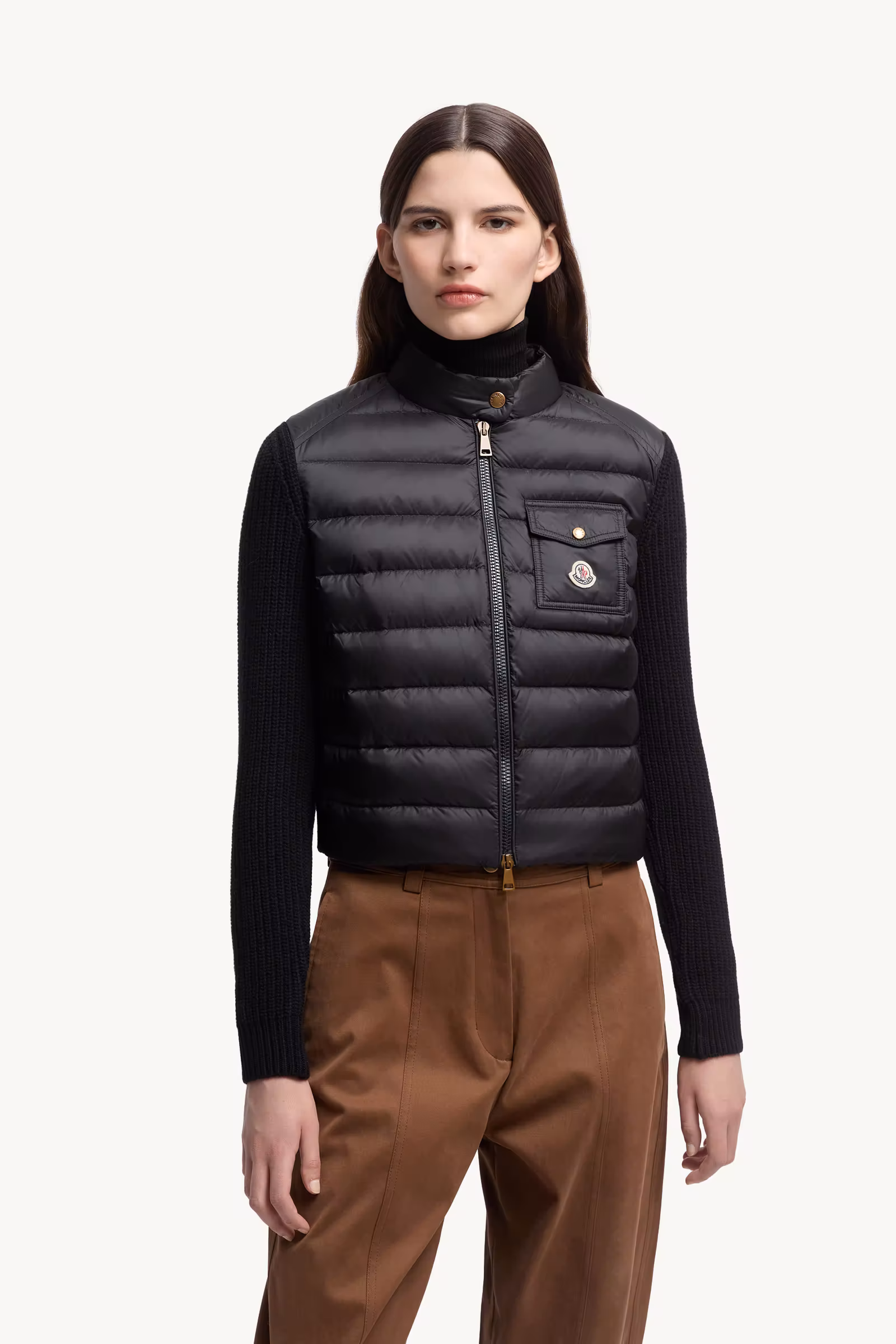 Padded Wool Zip-Up Cardigan