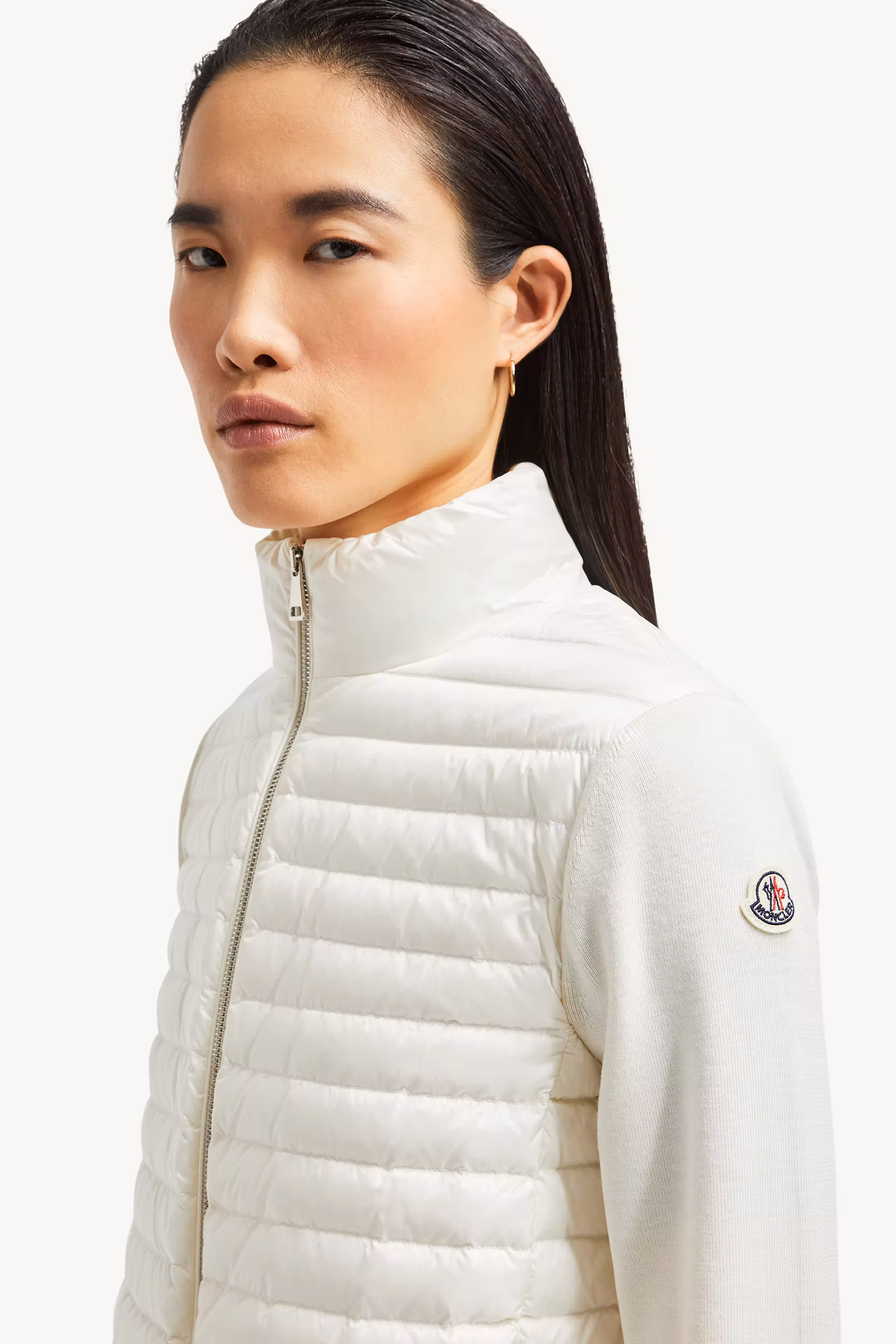 Padded Wool Zip-Up Cardigan