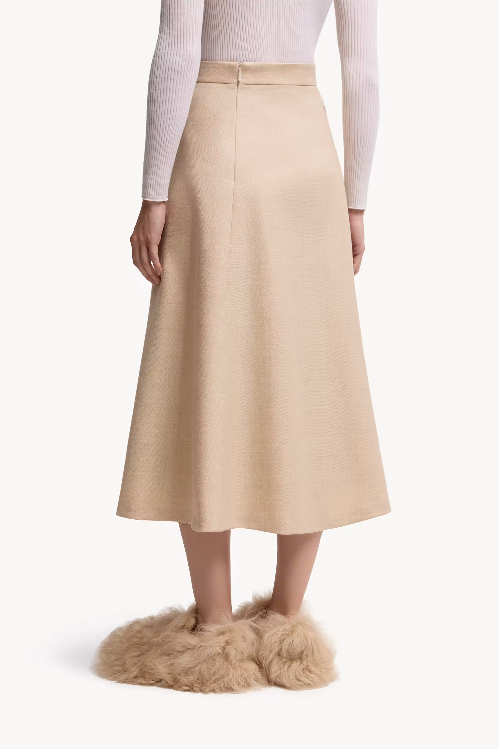 Mouliné Wool Midi Skirt