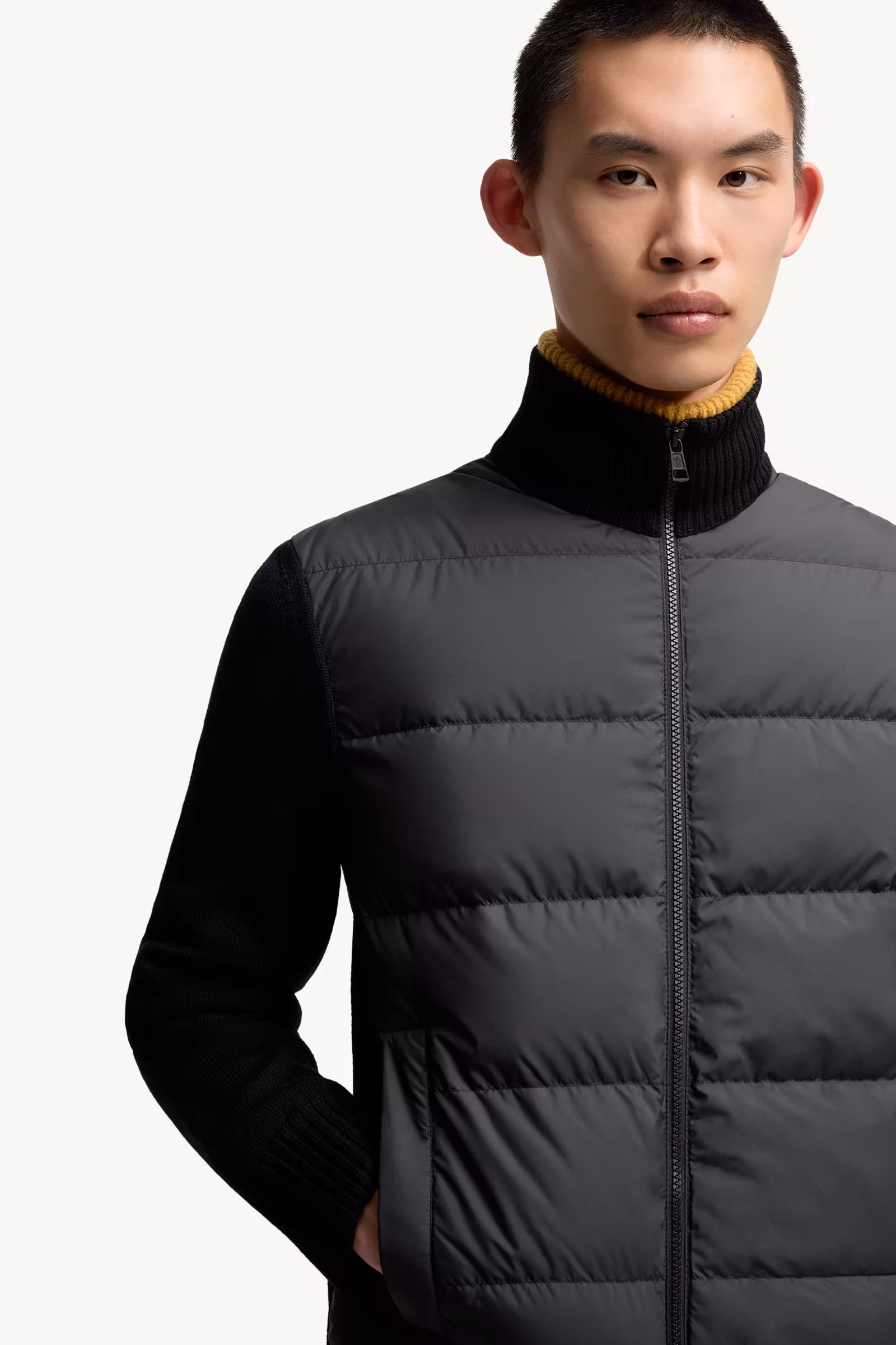 Padded Wool Zip-Up Cardigan