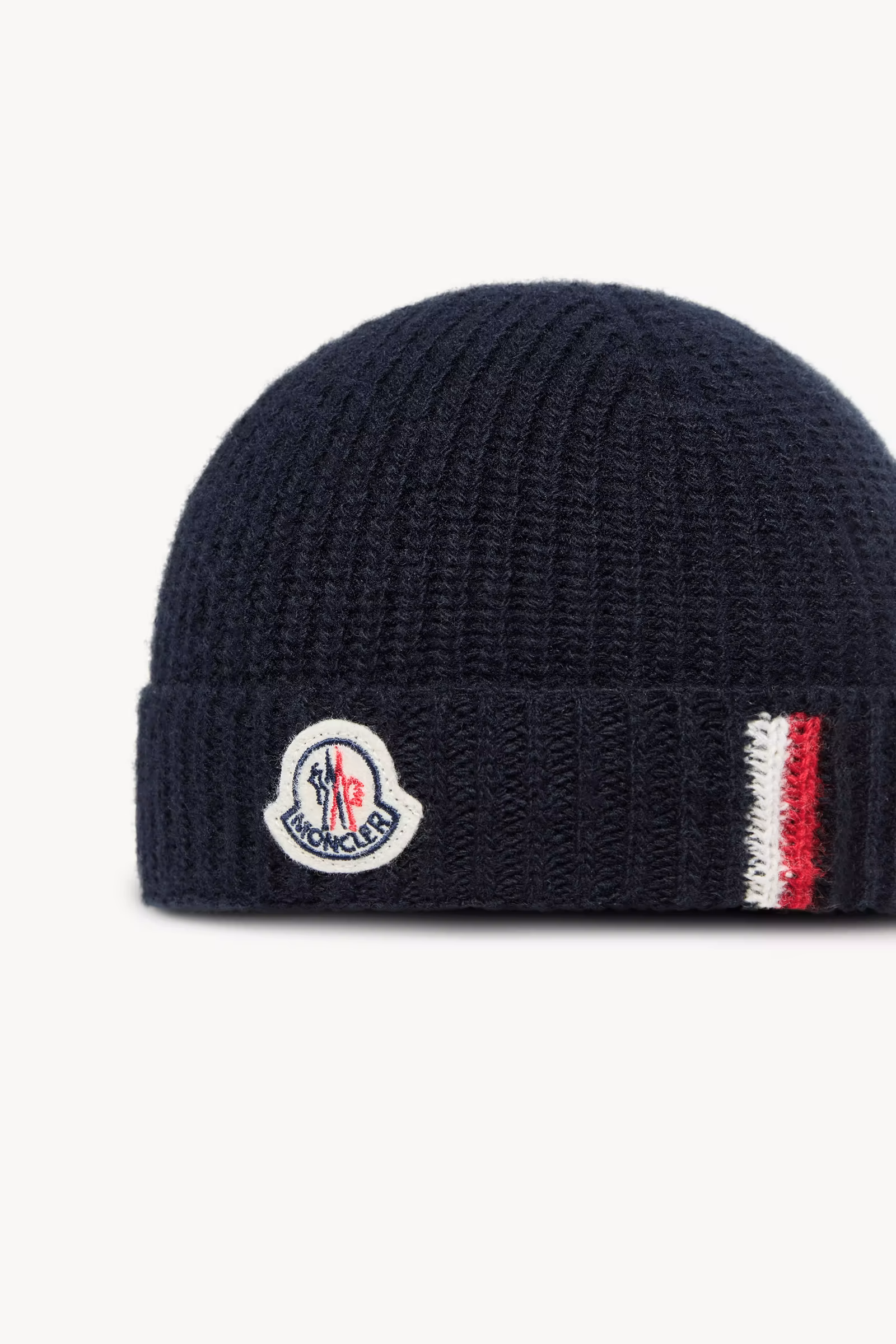 Tricolor-Trimmed Wool Beanie