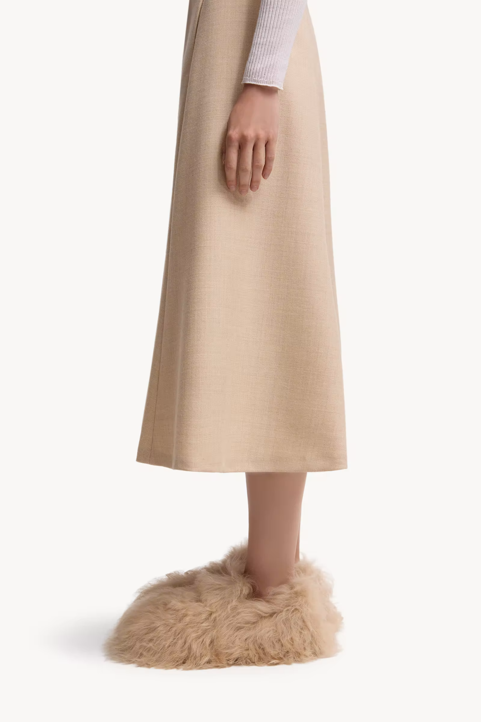 Mouliné Wool Midi Skirt