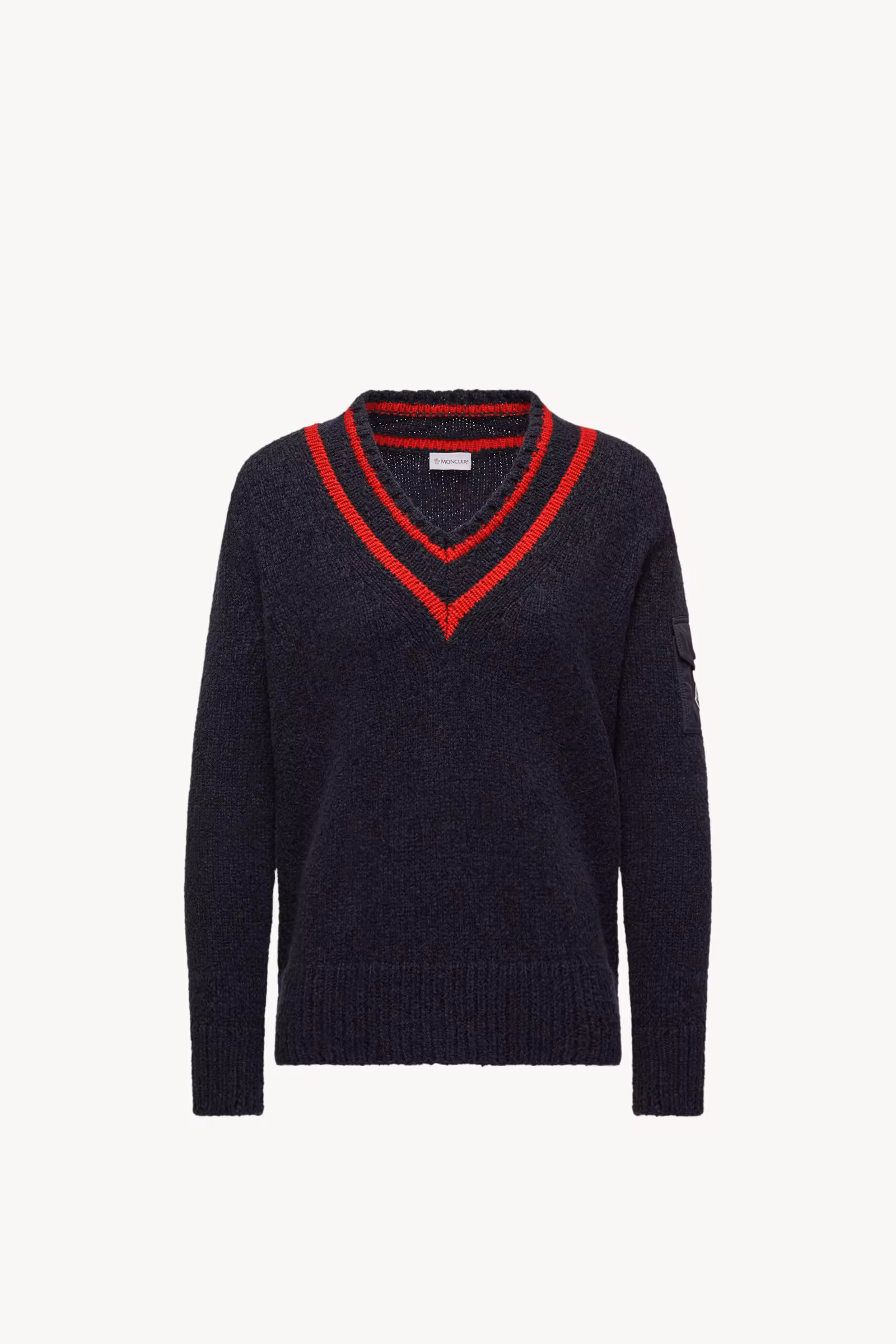 Padded V-Neck Cotton & Wool Blend Sweater