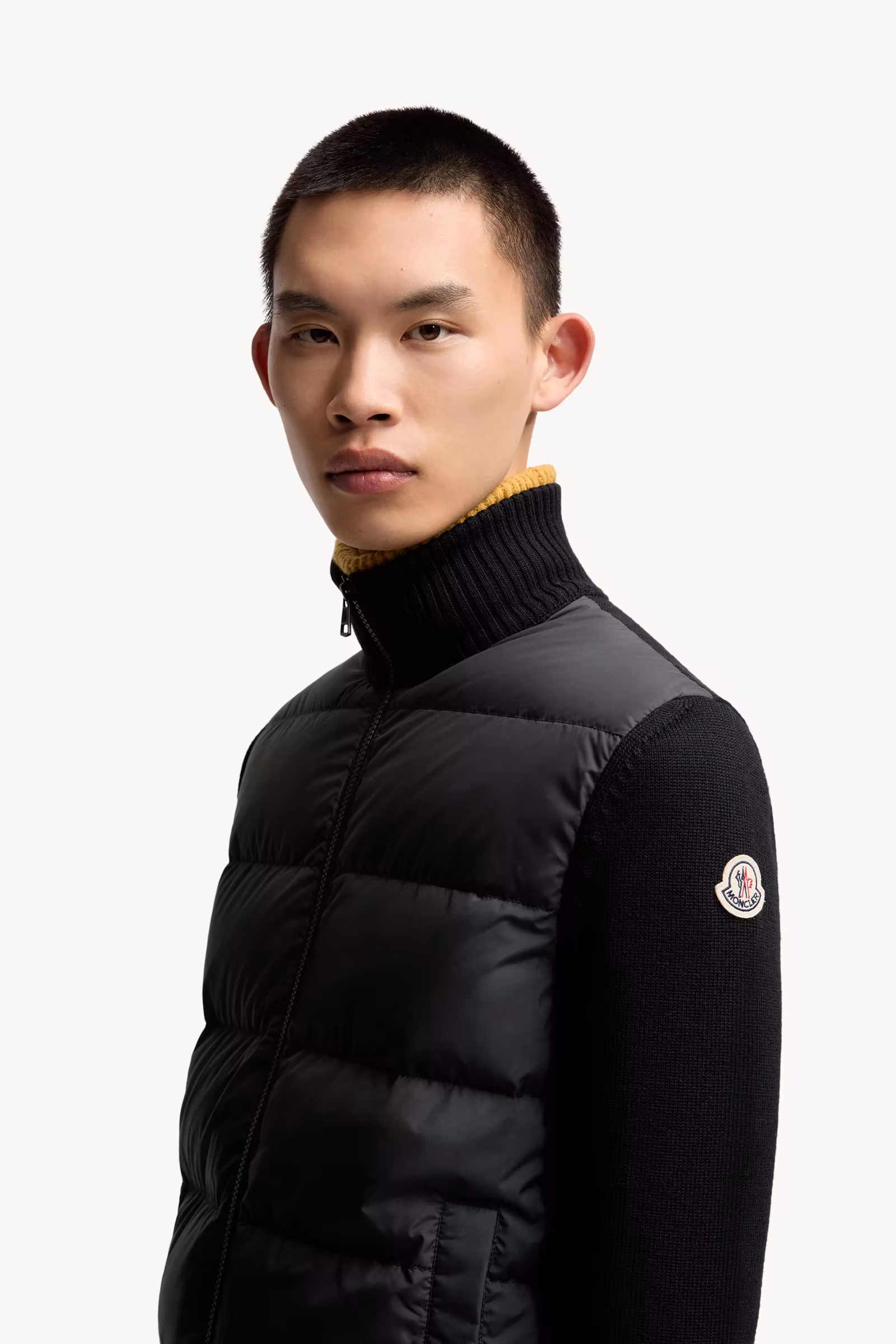 Padded Wool Zip-Up Cardigan