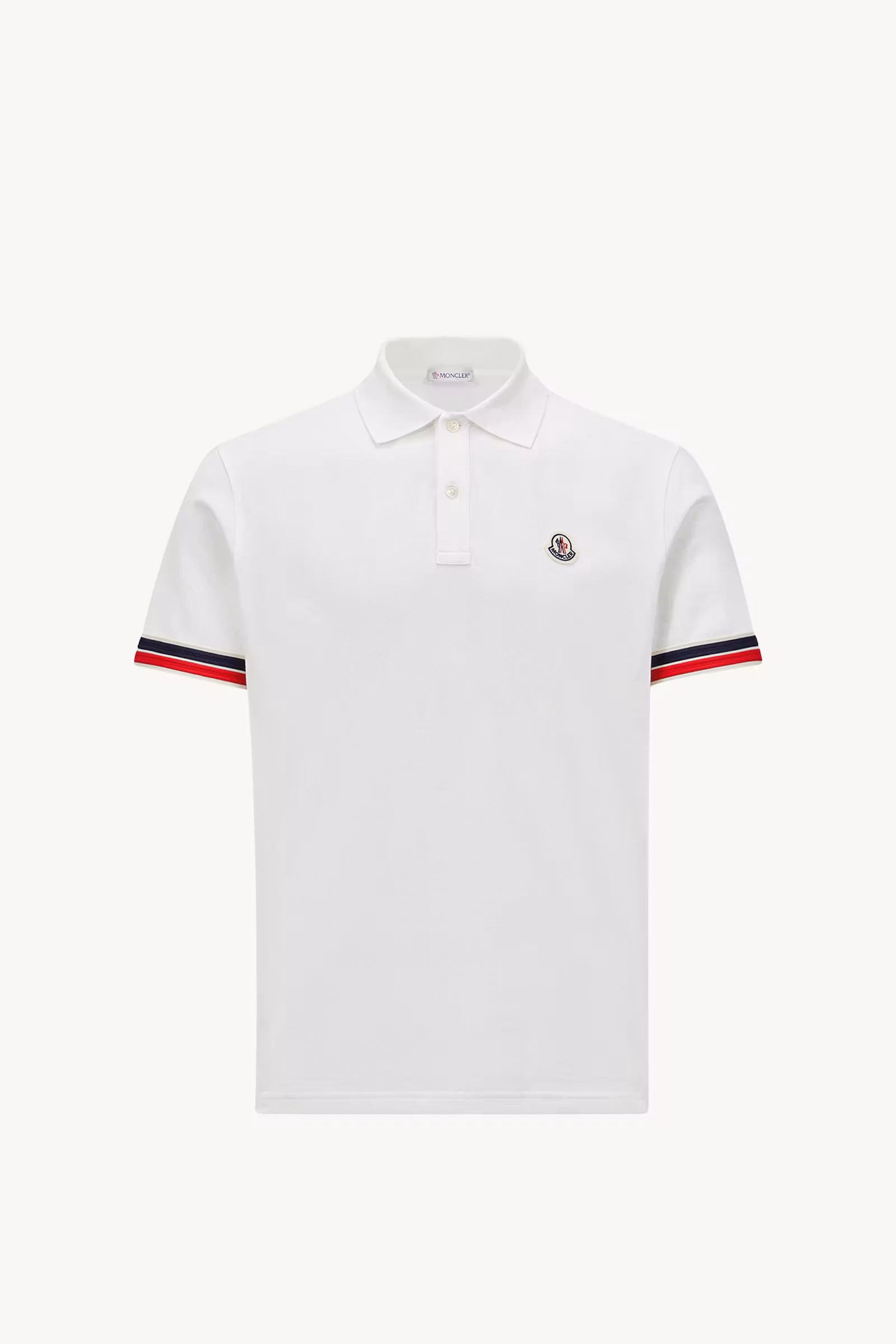 Striped Trim Cotton Piquet Polo Shirt