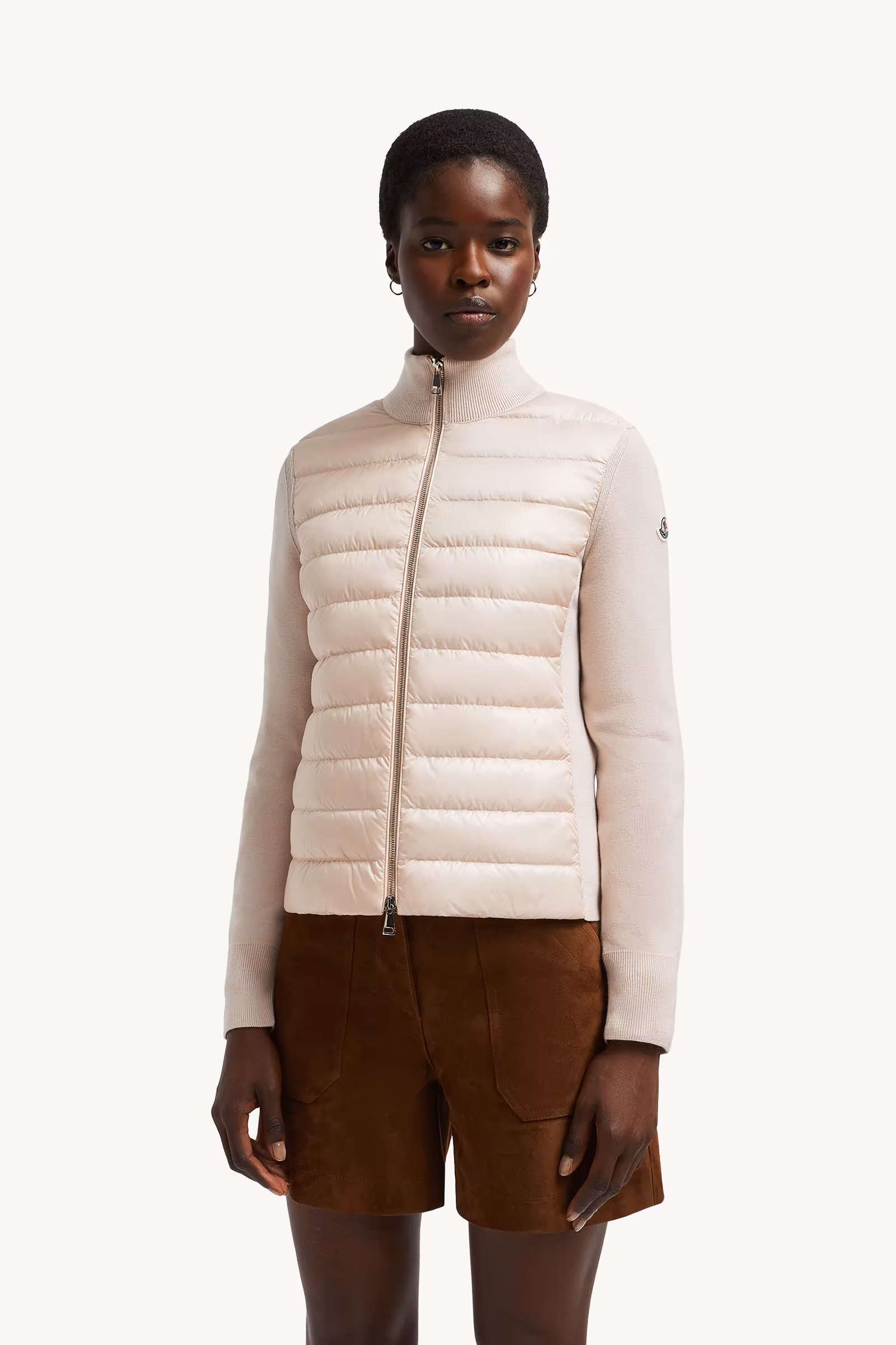 Padded Wool Zip-Up Cardigan
