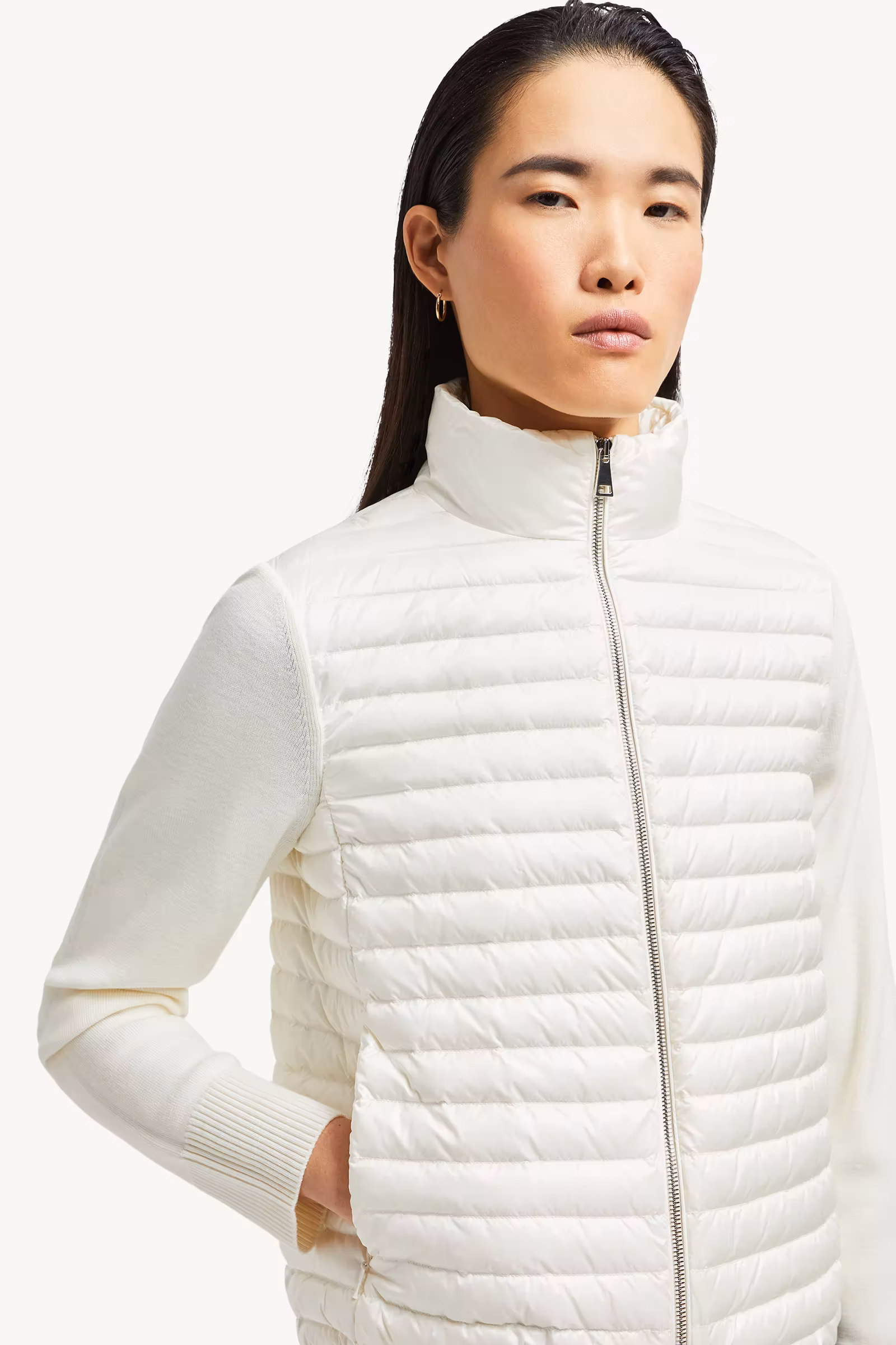 Padded Wool Zip-Up Cardigan