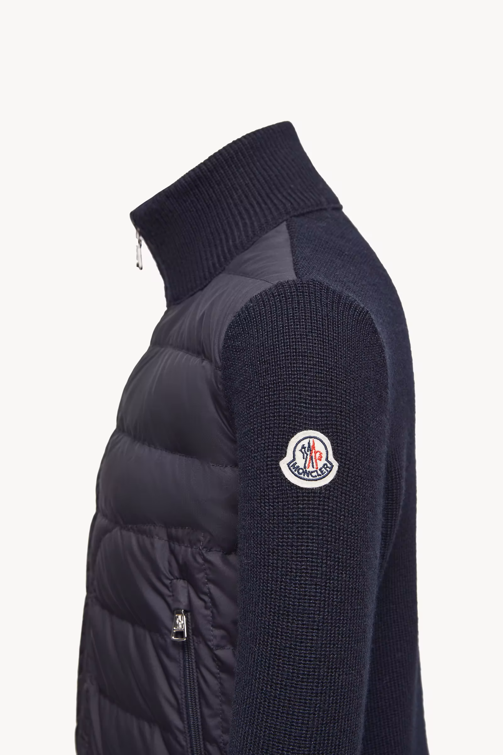Padded Wool Blend Zip-Up Cardigan