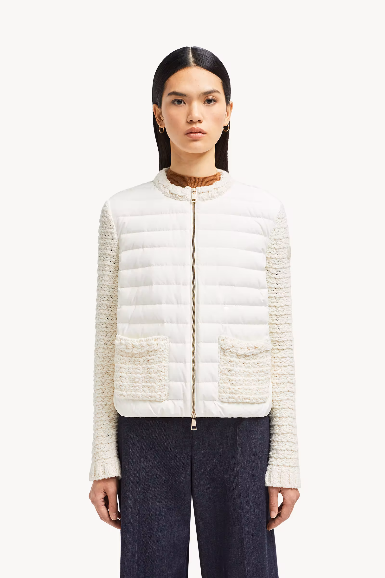 Padded Cotton Zip-Up Cardigan
