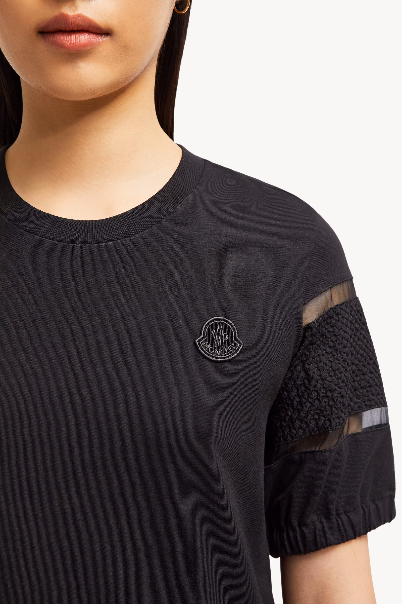Silk Trim Cotton T-Shirt