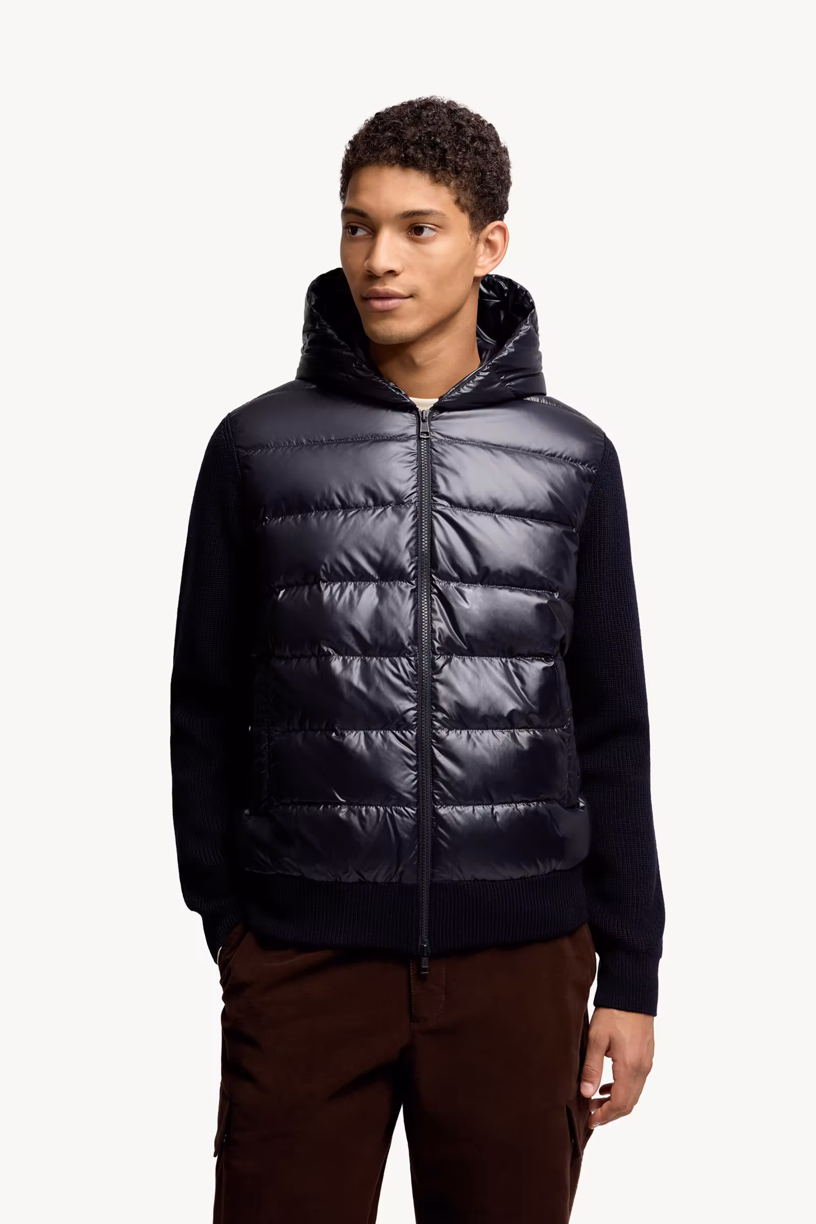 Padded Wool Zip-Up Hoodie