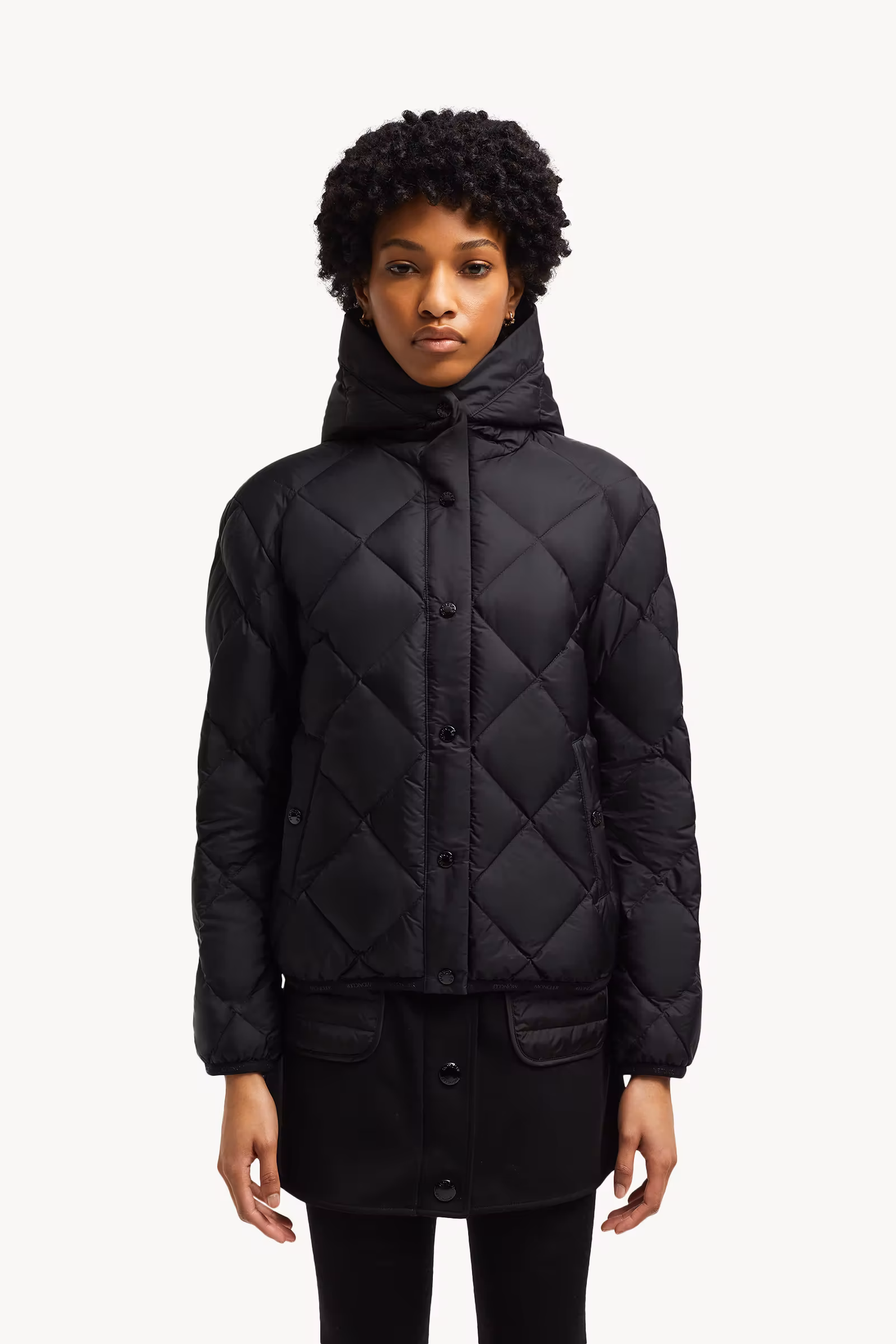 Arvouin Hooded Diamond-Quilted Short Down Jacket
