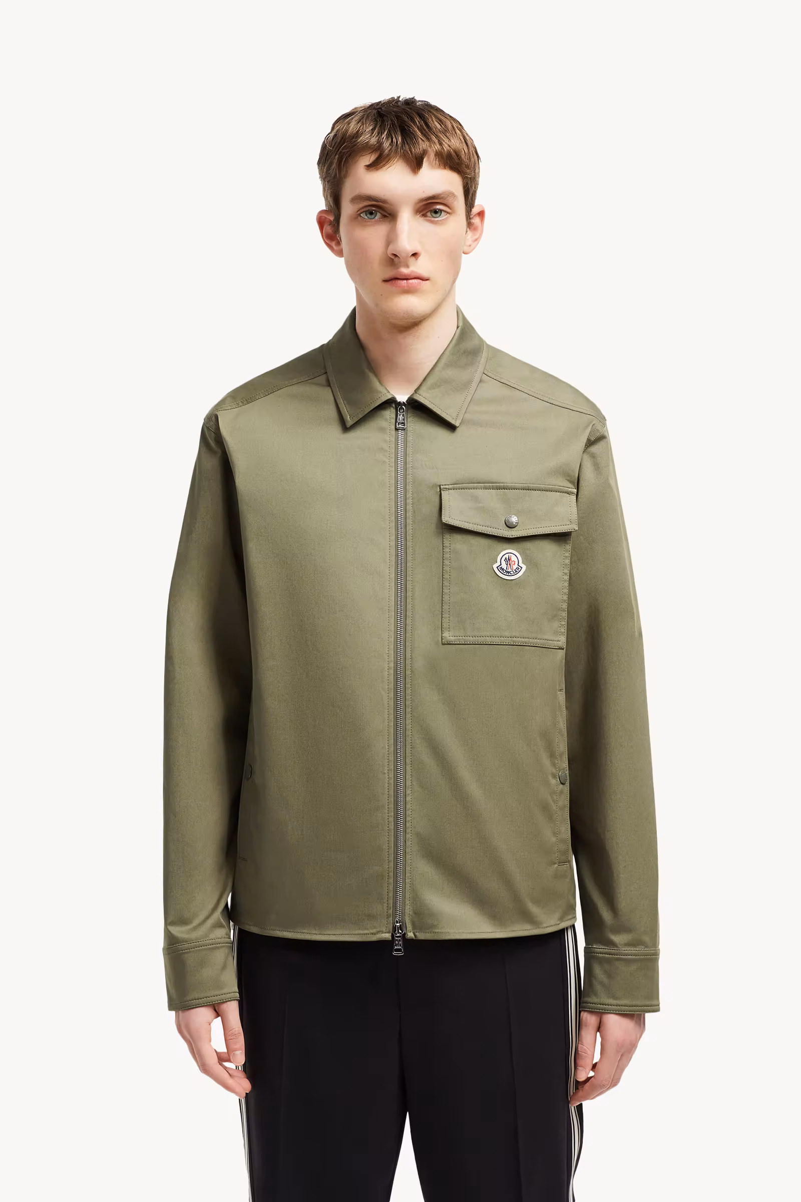 Cotton Gabardine Zip-Up Shirt Jacket
