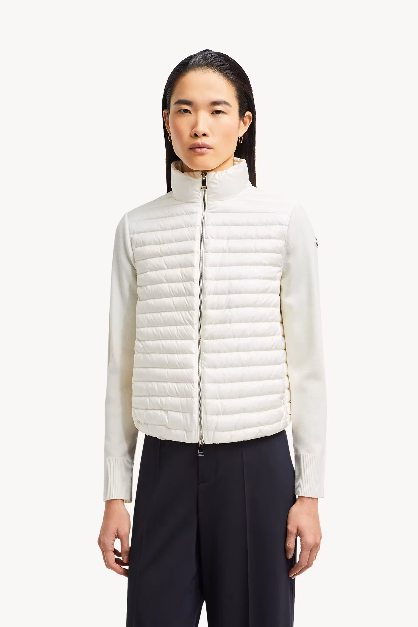 Padded Wool Zip-Up Cardigan