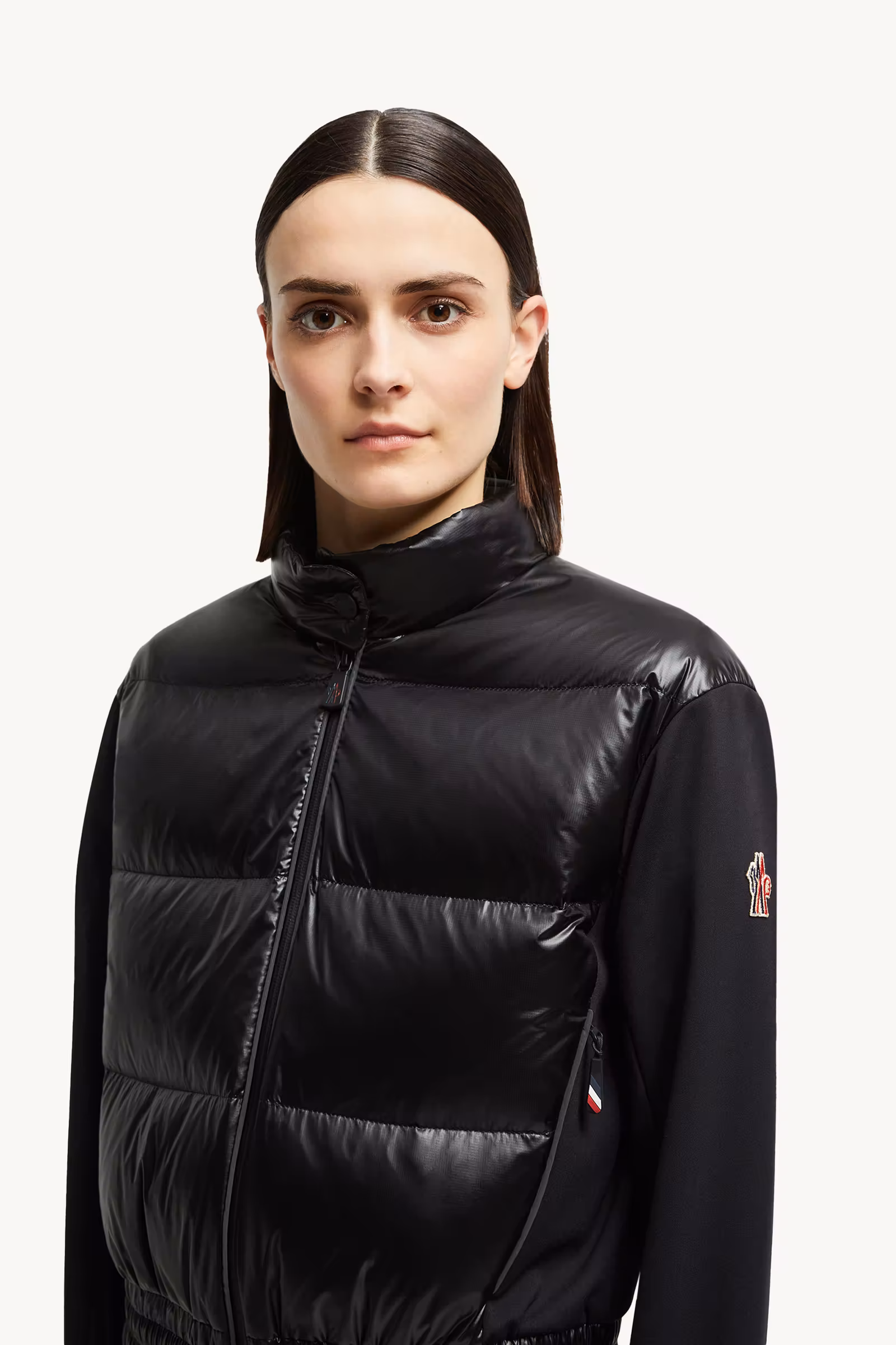 Padded Zip-Up Jersey Cardigan