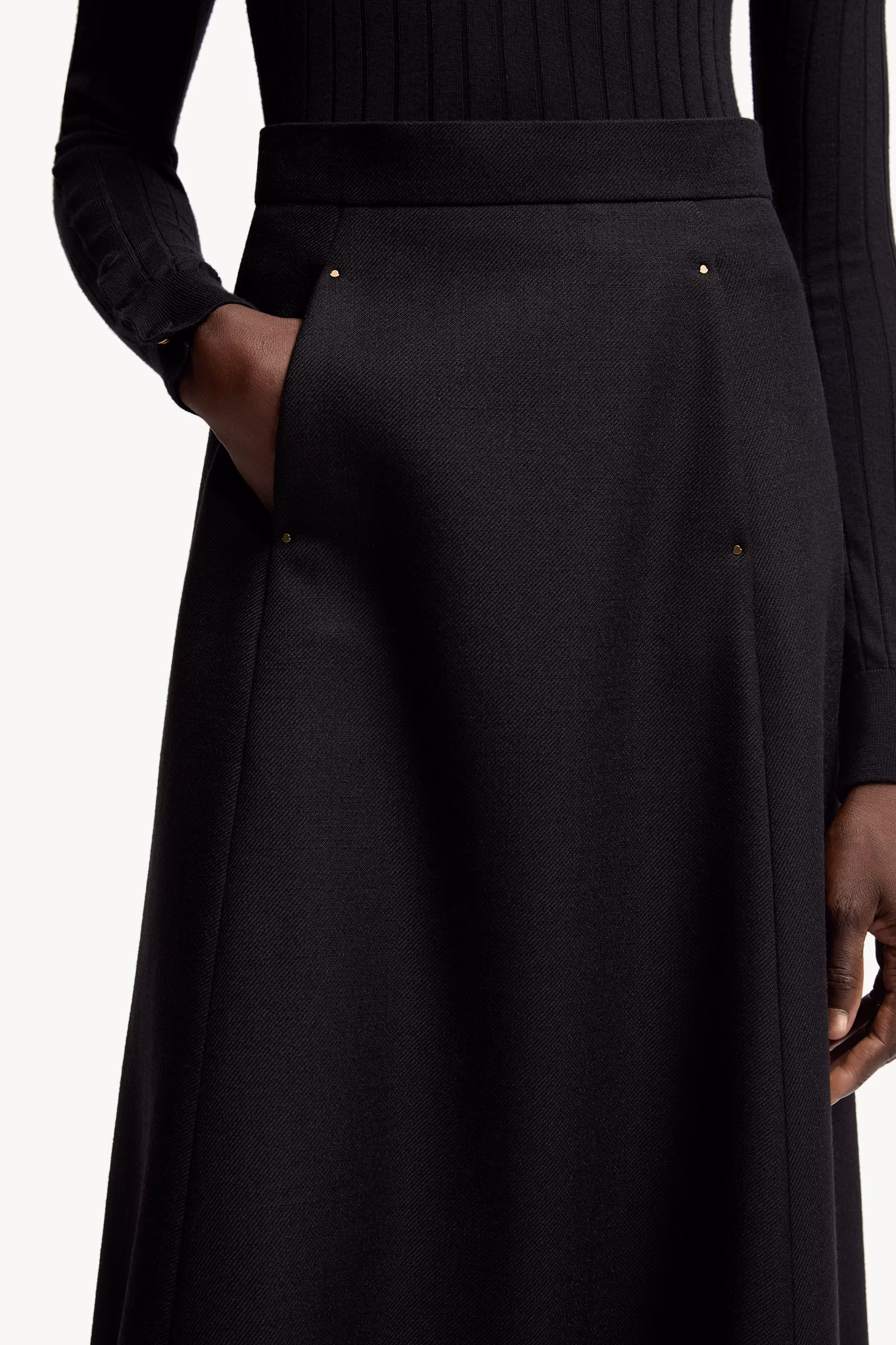 Mouliné Wool Midi Skirt