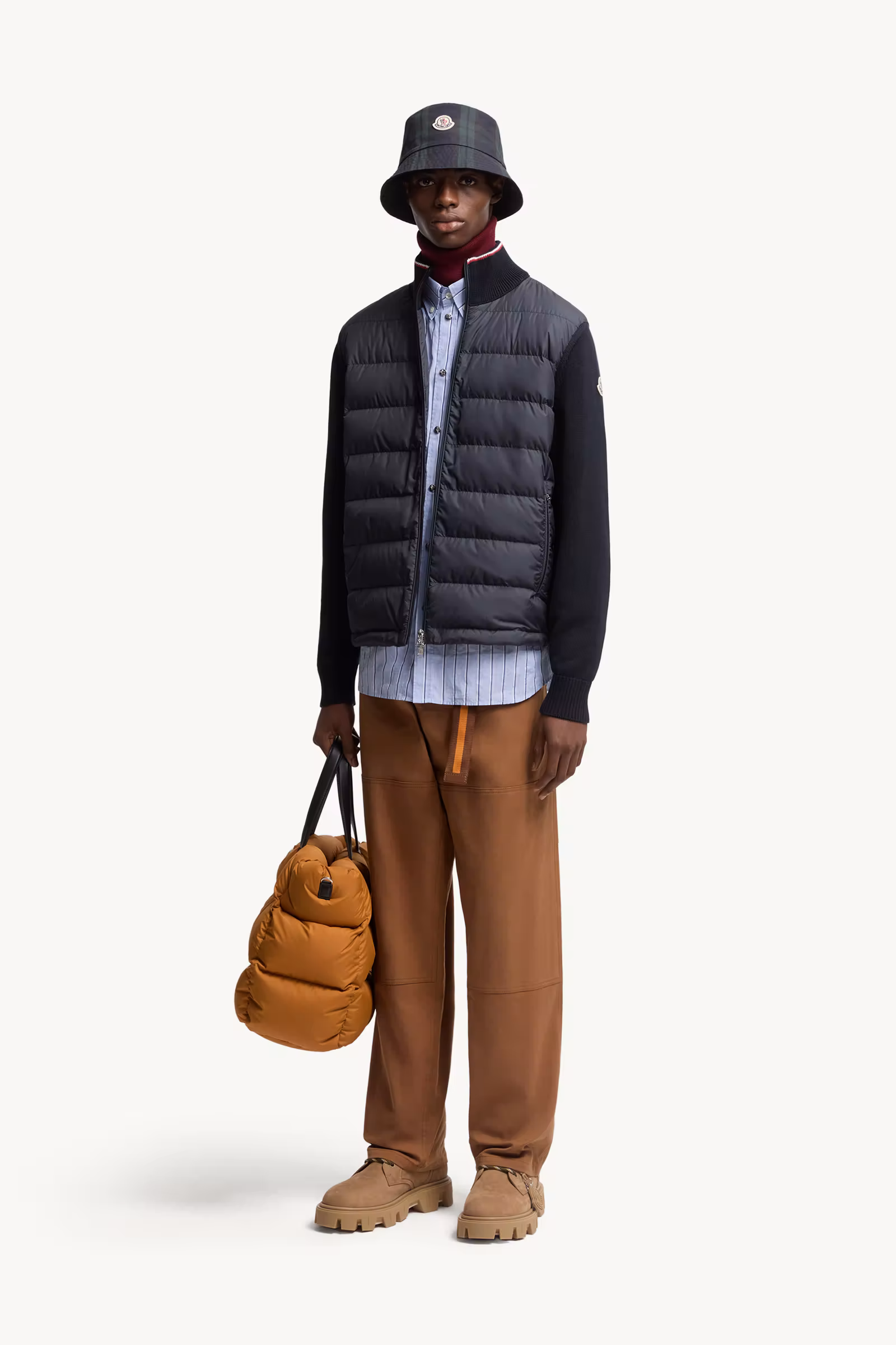 Padded Zip-Up Cotton Cardigan