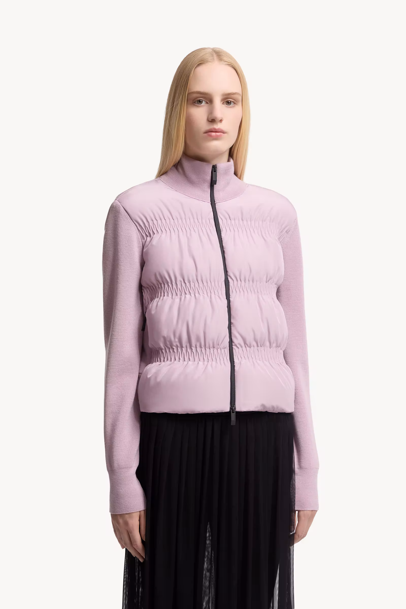 Padded Wool Zip-Up Cardigan