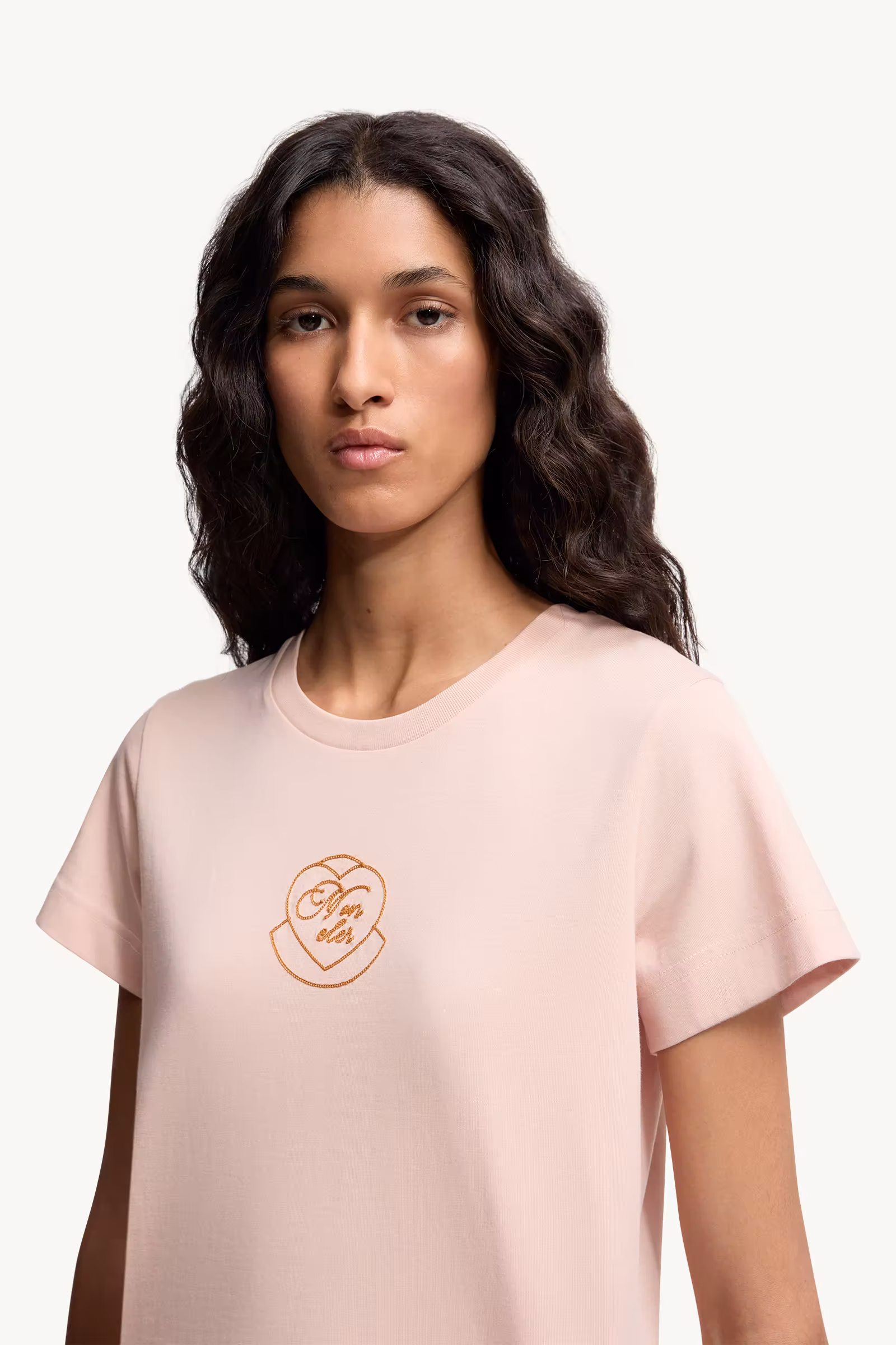 Embroidered Heart Logo Cotton T-Shirt