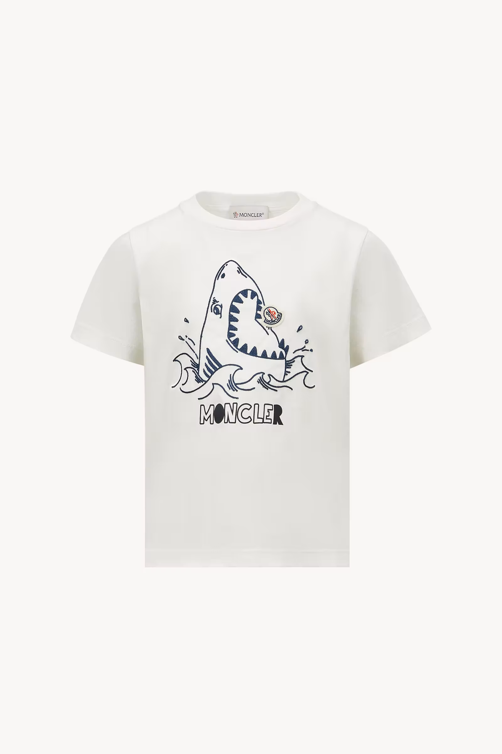 Embroidered Shark Motif Cotton Jersey T-Shirt