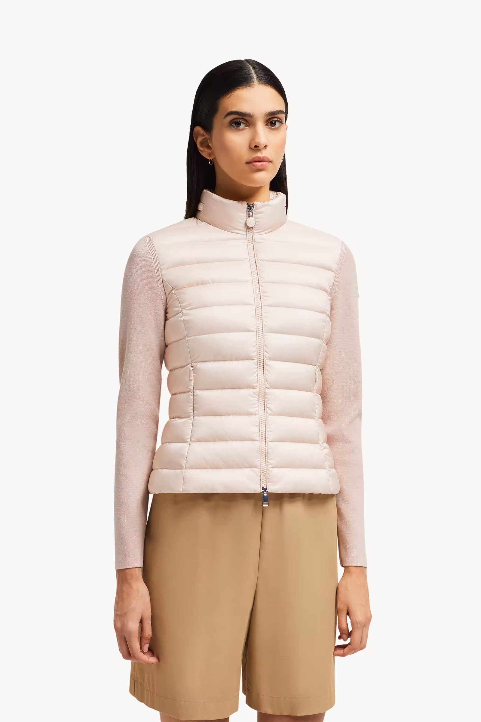 Padded Wool Zip-Up Cardigan