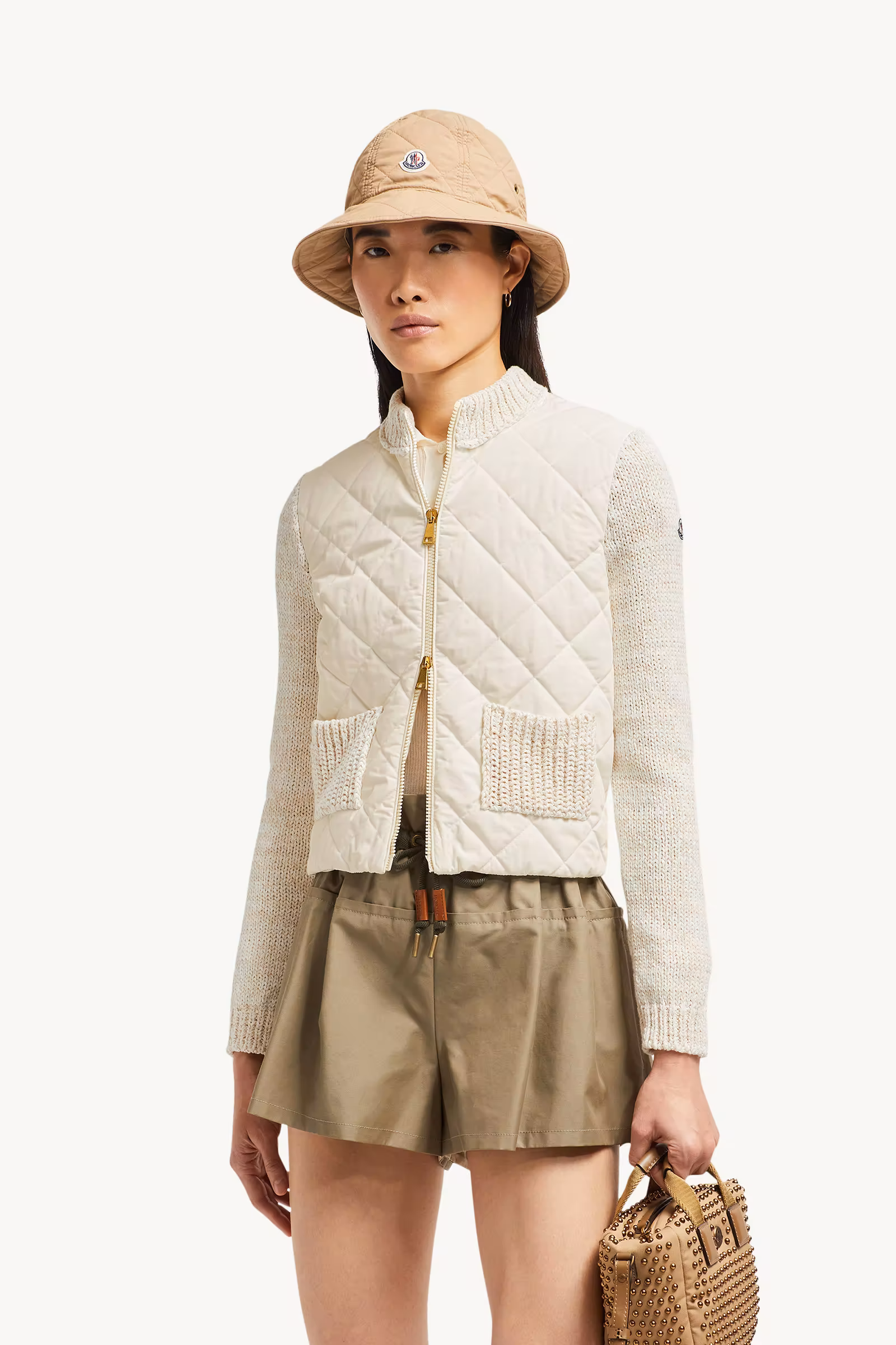 Padded Cotton Zip-Up Cardigan