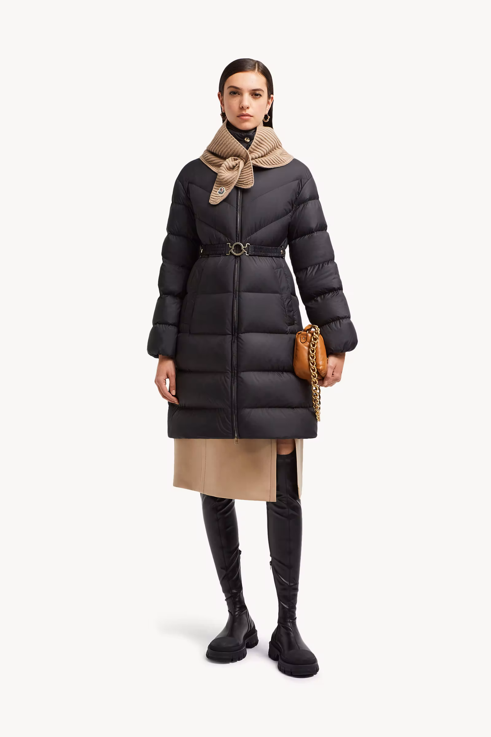 Brou Diagonal-Quilted Long Down Jacket