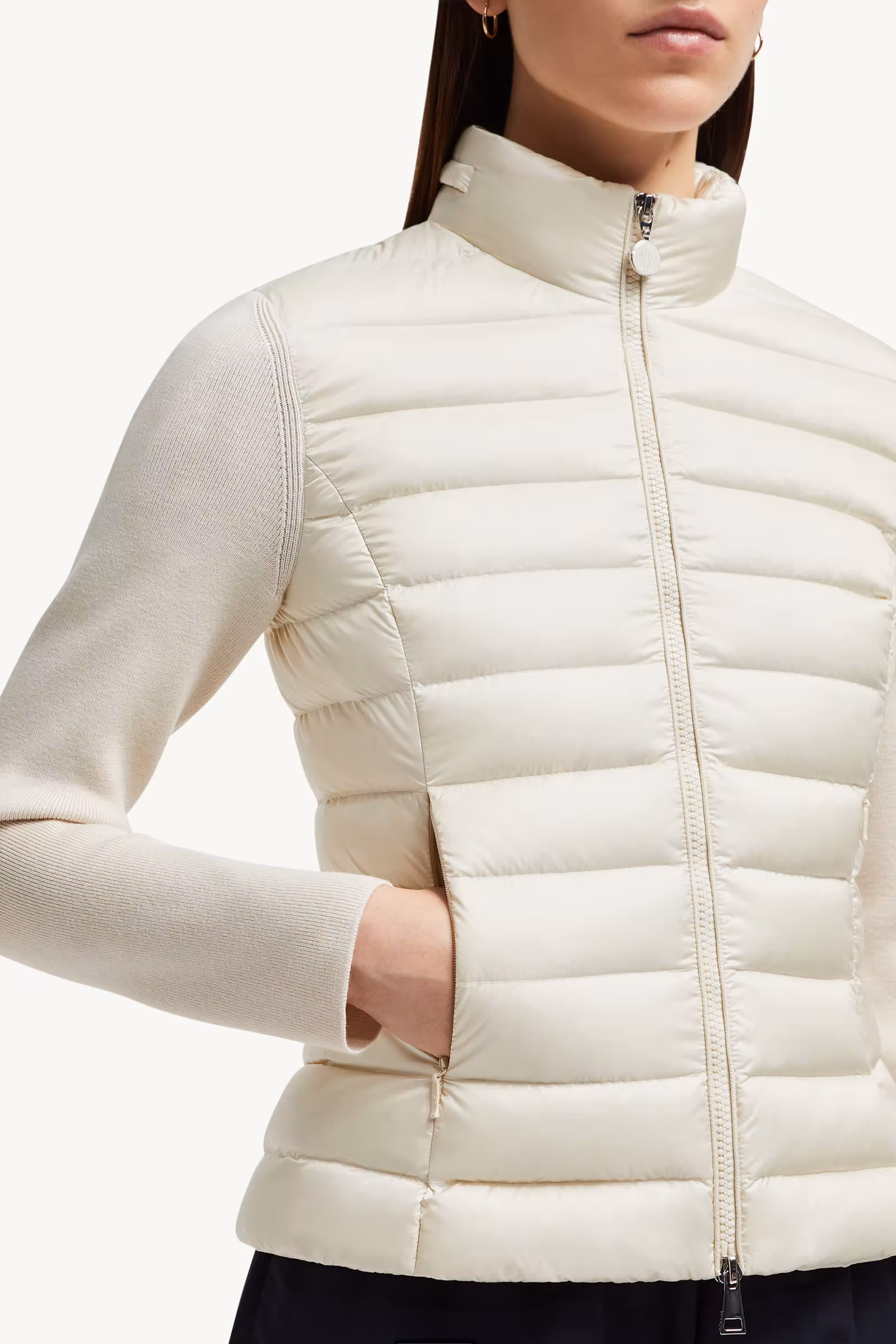 Padded Wool Zip-Up Cardigan