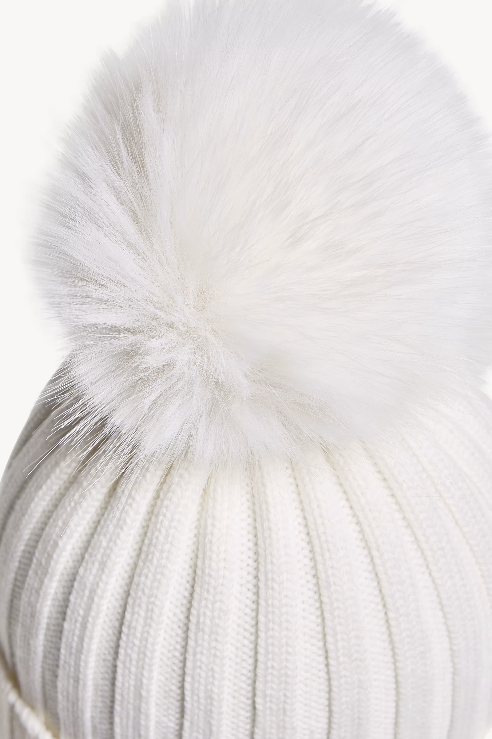Wool Beanie with Faux Fur Pom Pom