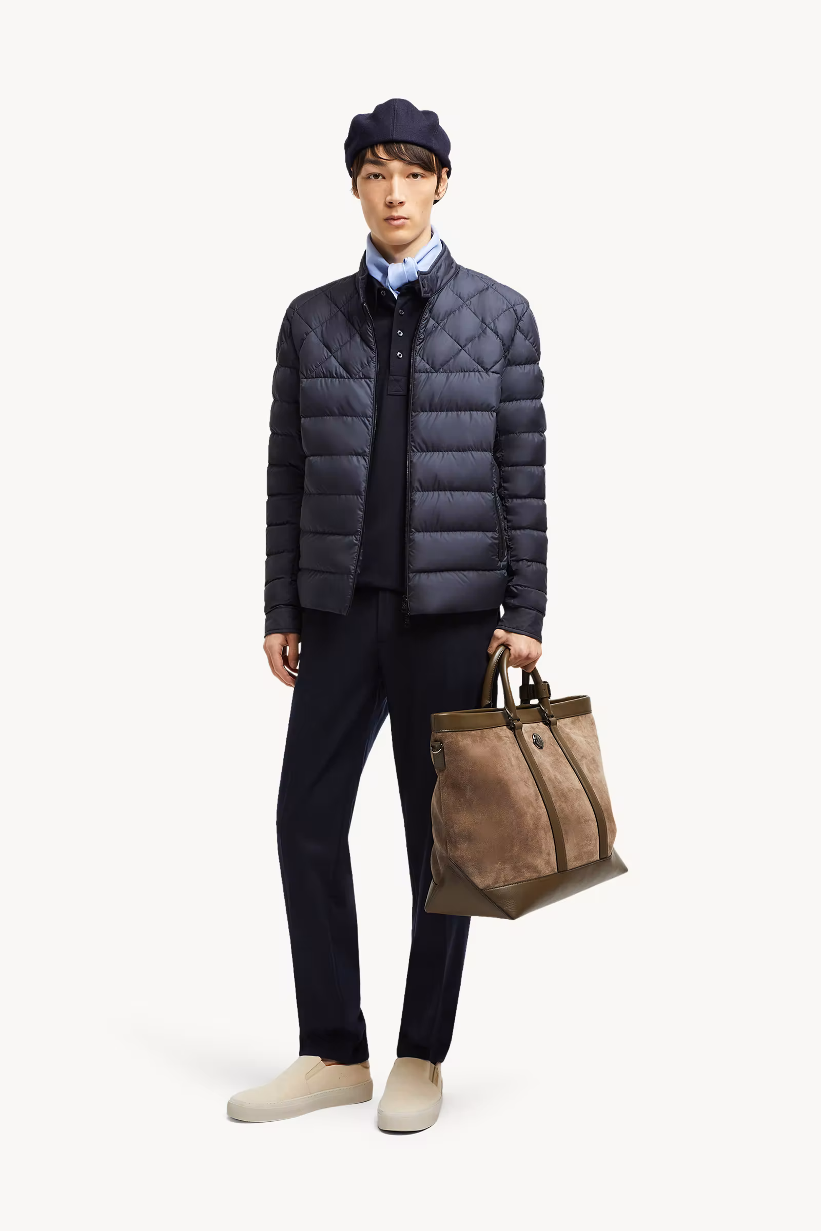 Tuile Leather-Trimmed Down Biker Jacket