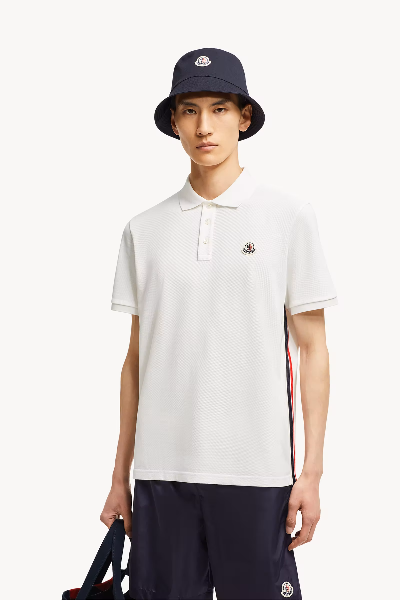 Striped Accent Cotton Piquet Polo Shirt