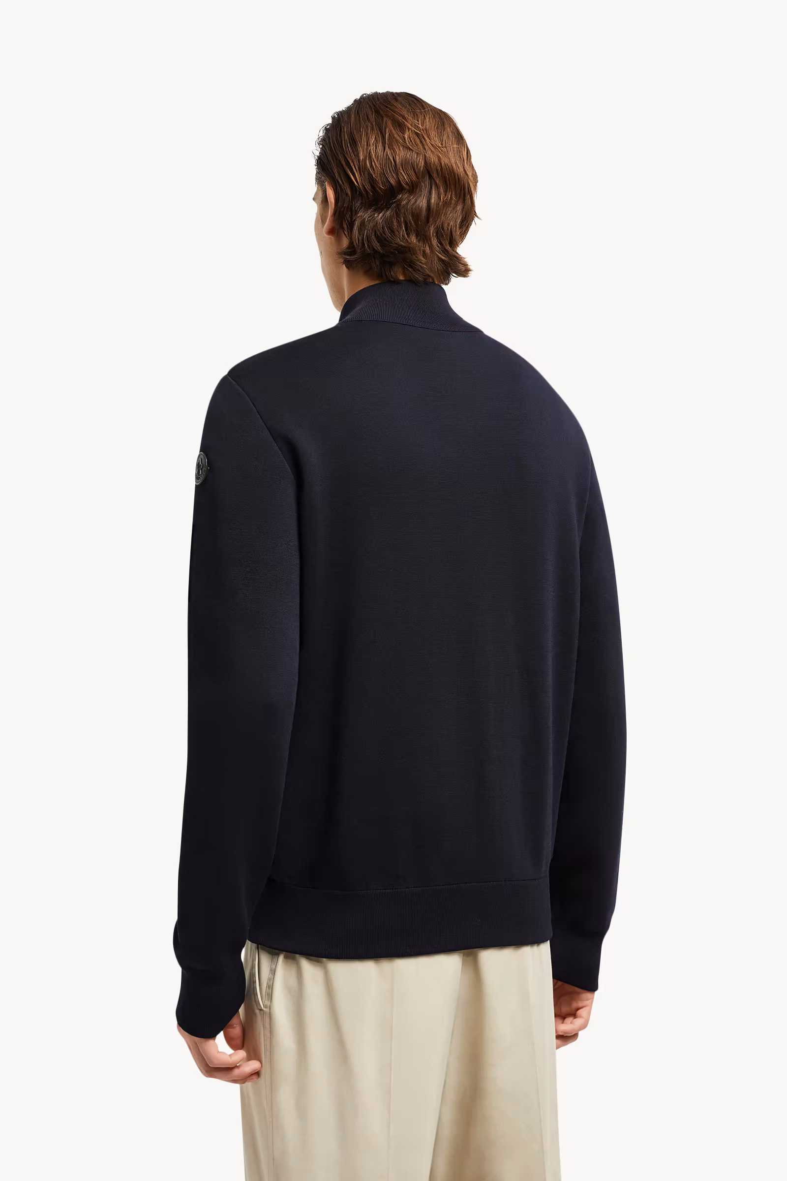 Padded Crêpe Cotton Zip-Up Cardigan